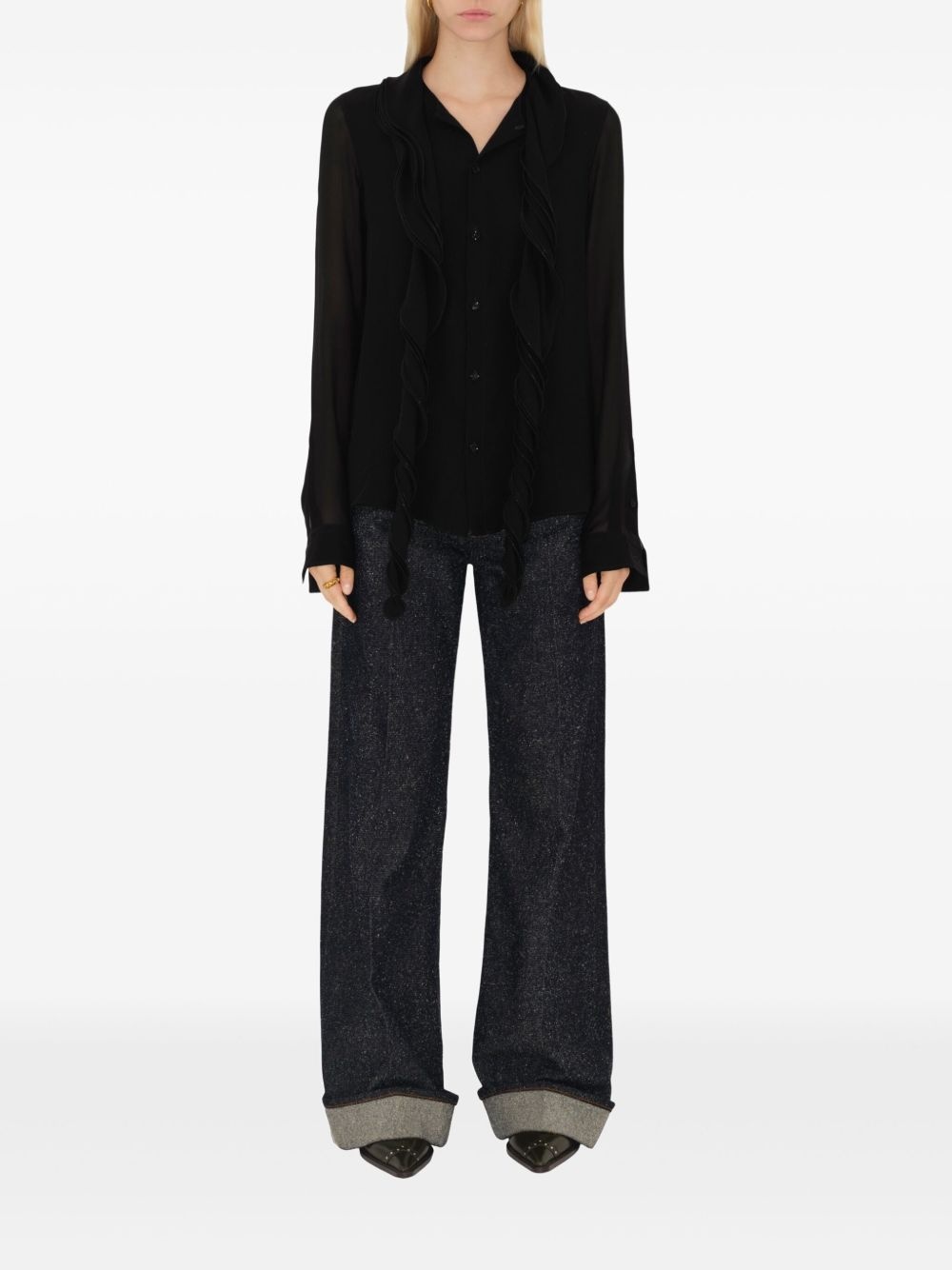 ruffled silk blouse - 2