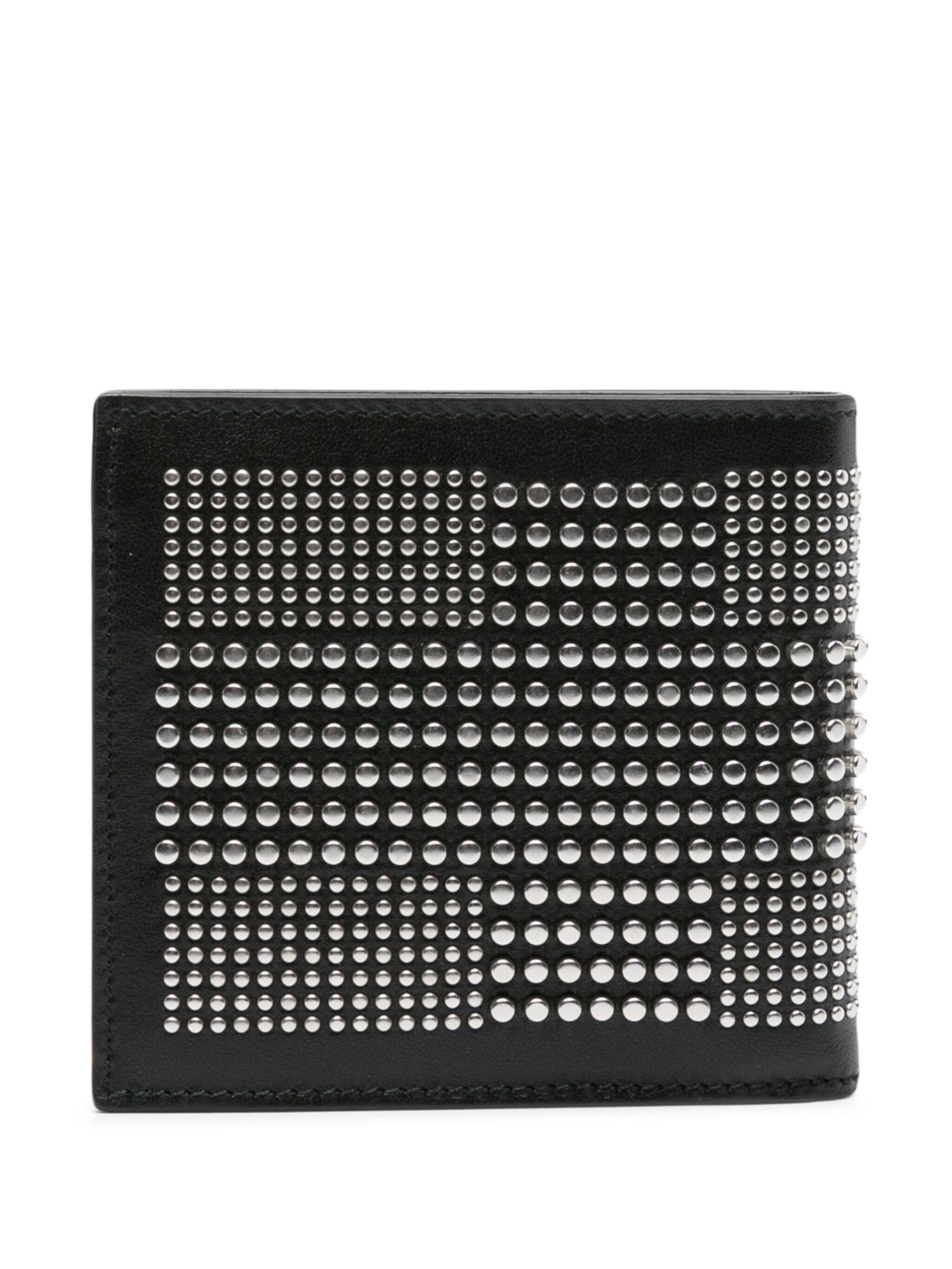 black studded bi-fold leather wallet - 2