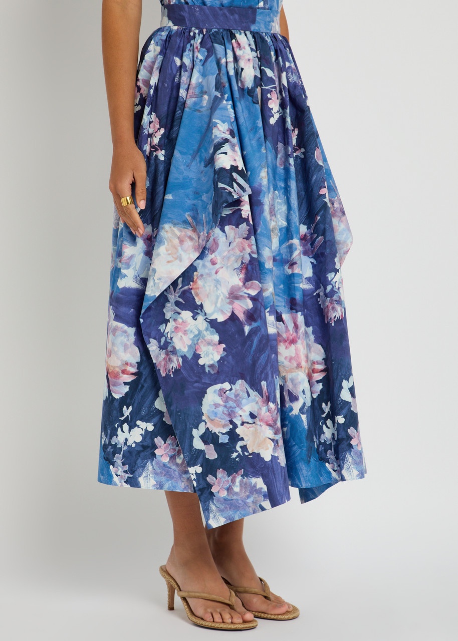 Erdem Floral-print Cotton-poplin Midi Skirt - 2