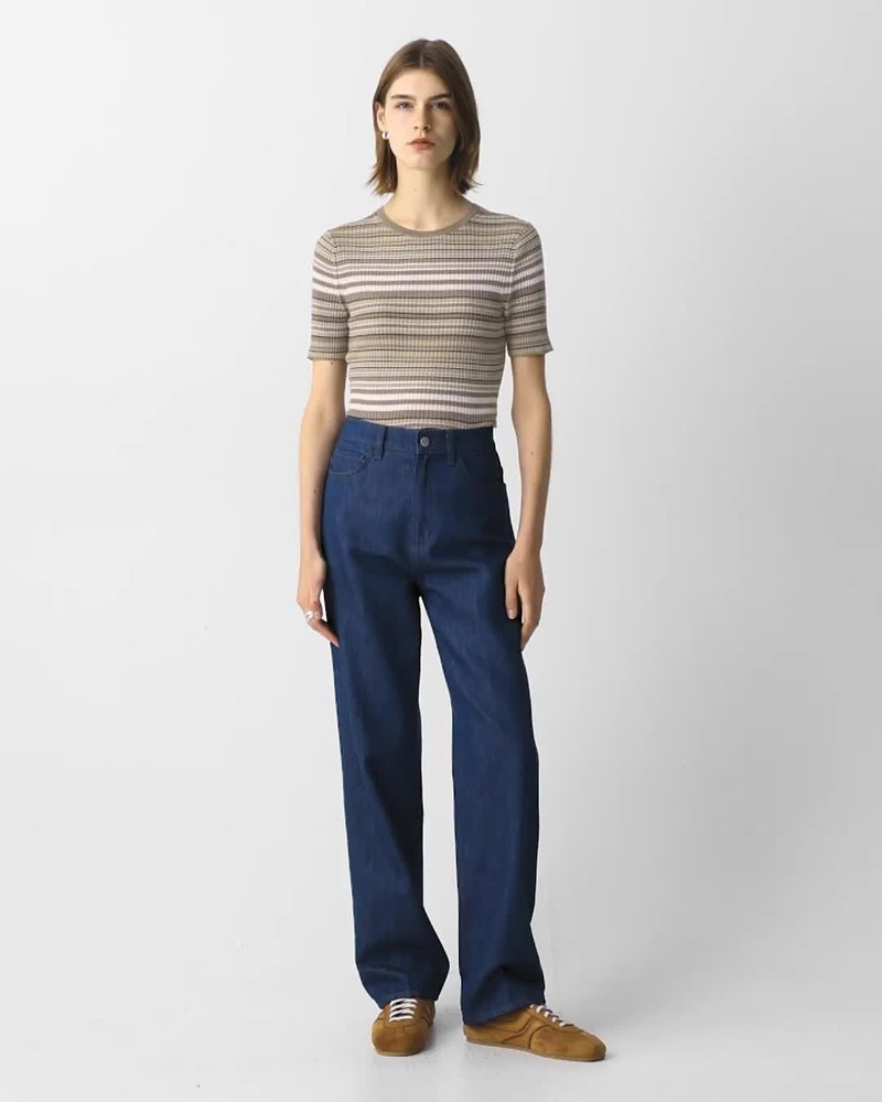 Ribbed Short-Sleeve Sweater in Regal Wool 7