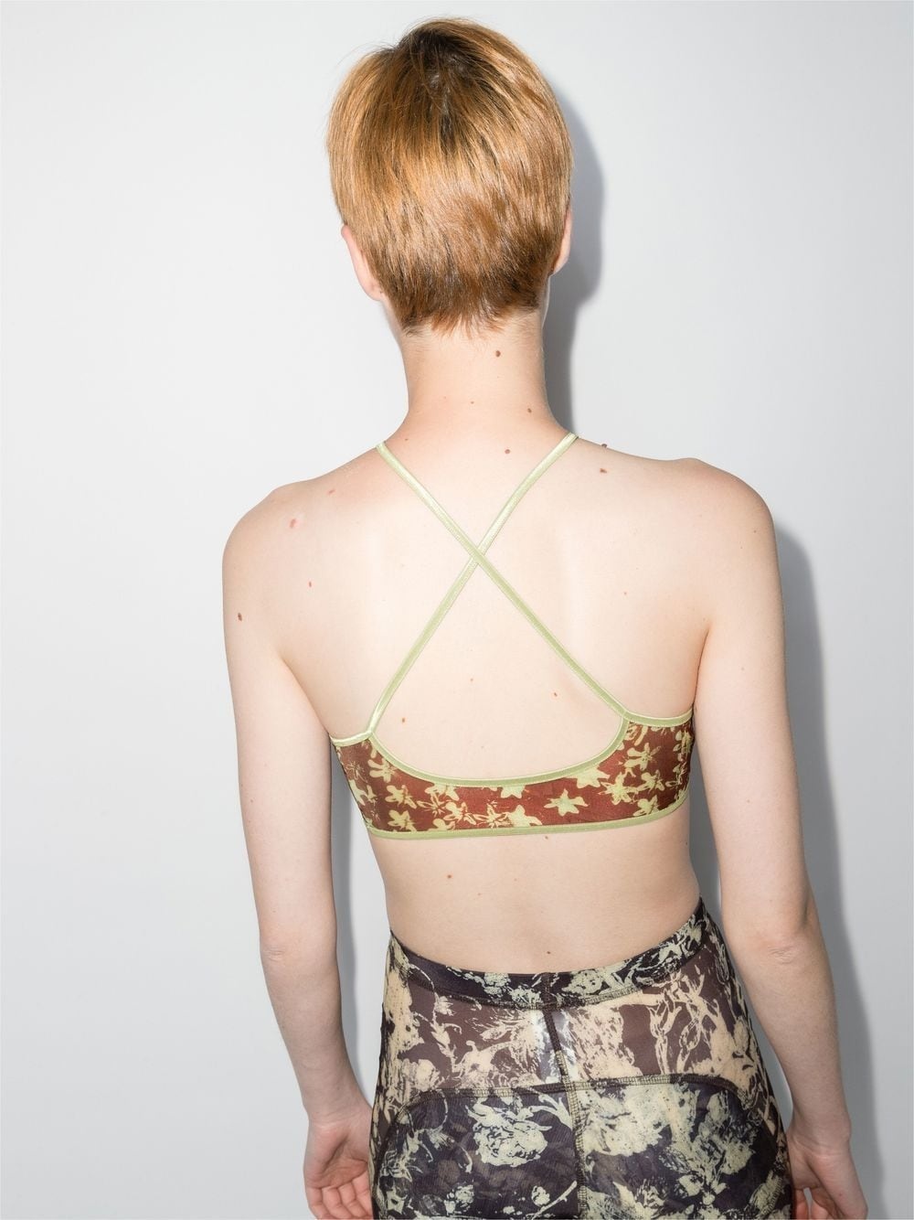 floral-print halterneck cropped top - 3