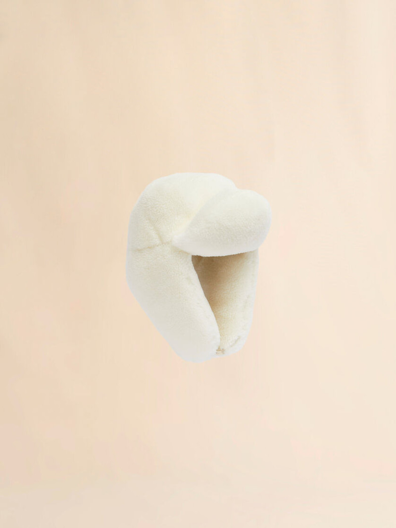 WHITE SHEARLING AVIATOR HAT 1