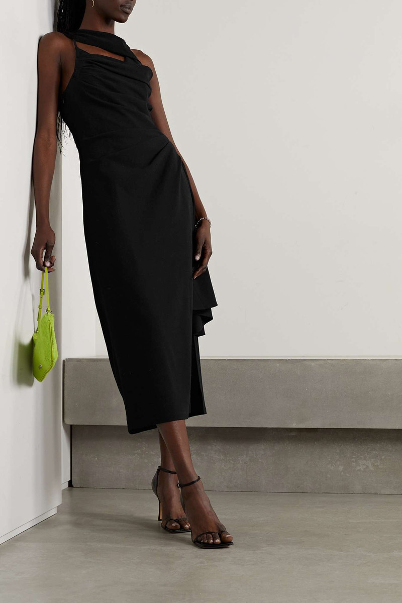 Abanada cutout draped wool-blend crepe midi dress 3