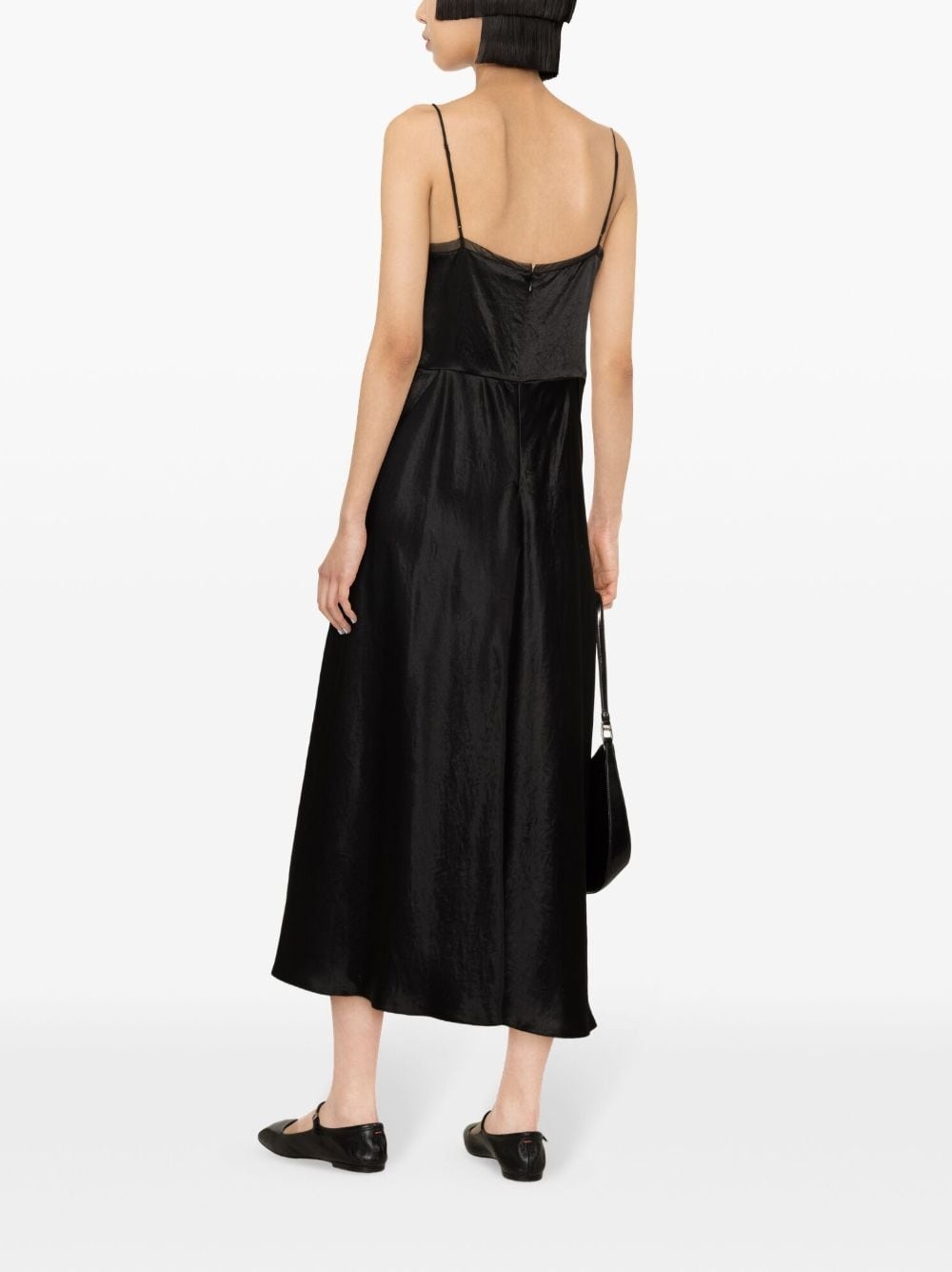 sheer-panelled silk slip dress - 4