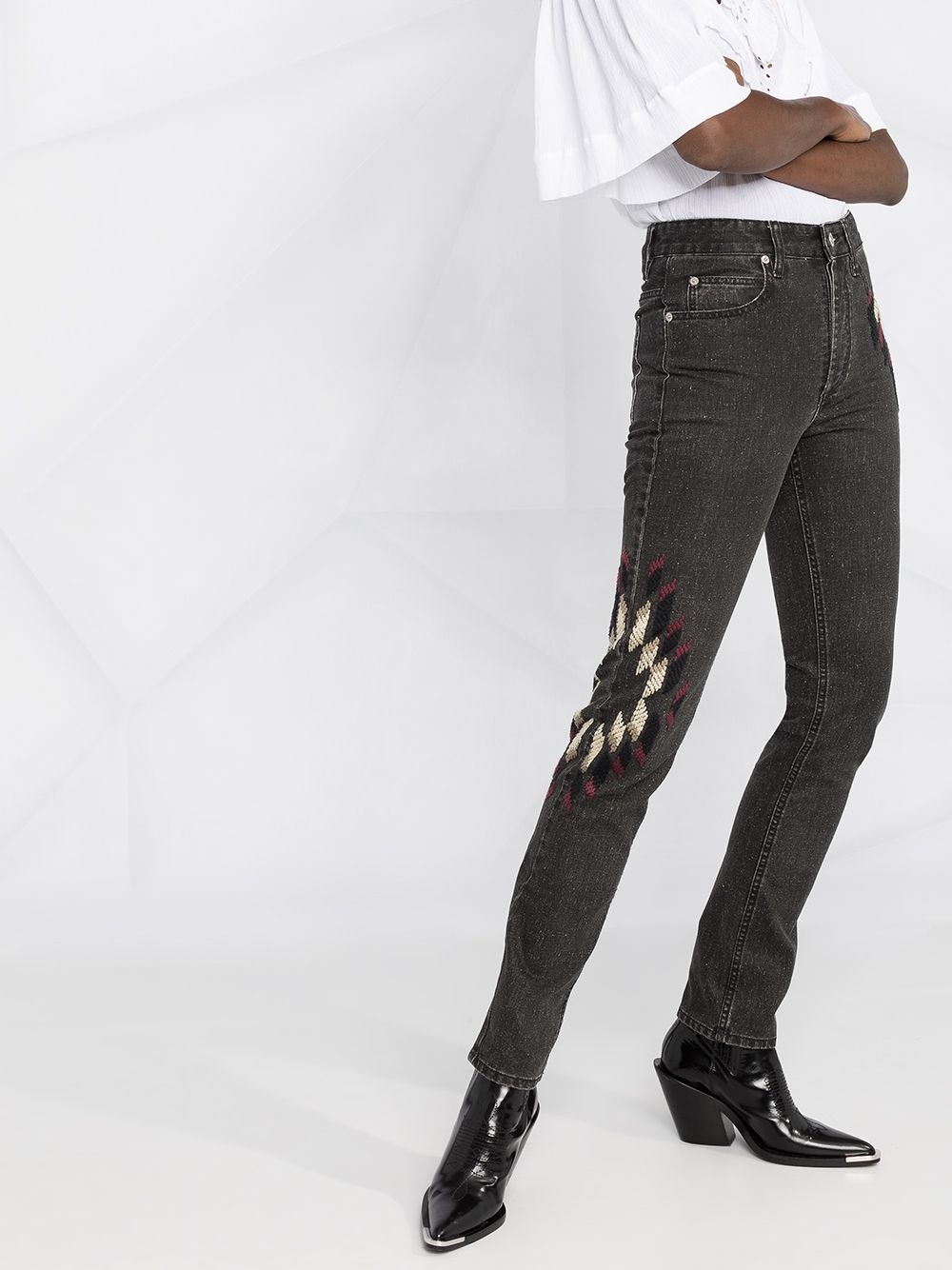 embroidered skinny jeans - 3