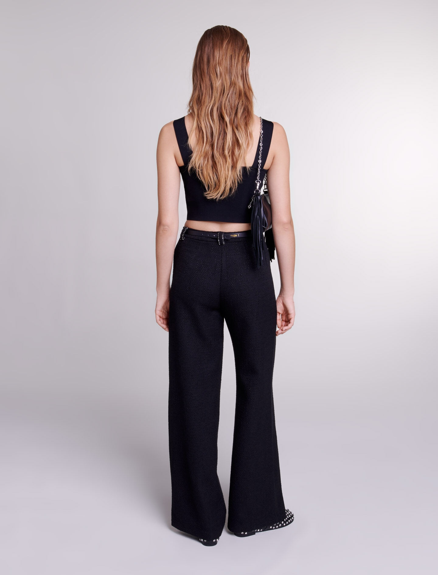 Wide-leg tweed trousers - 5