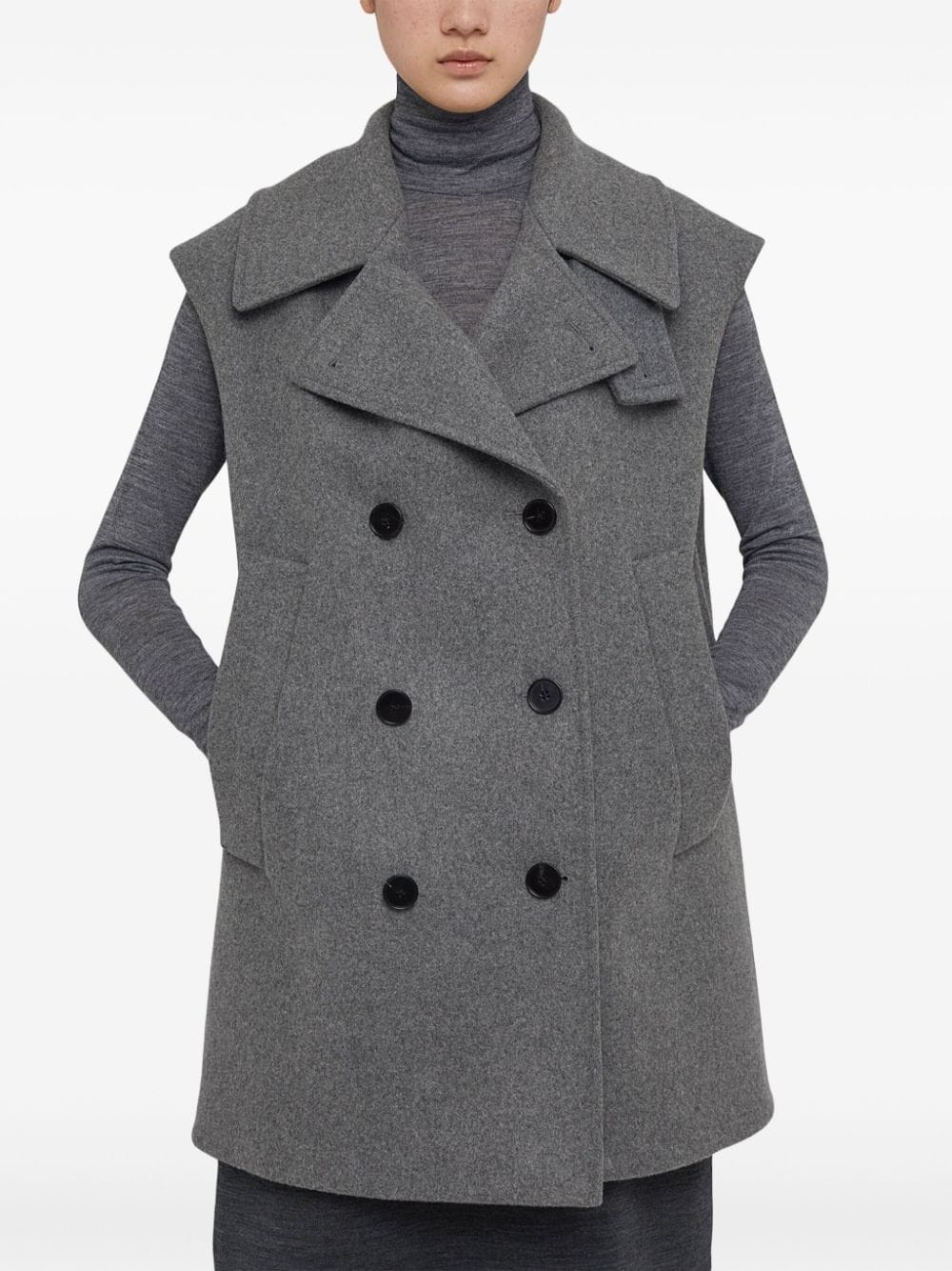 double-breasted wool vest - 4
