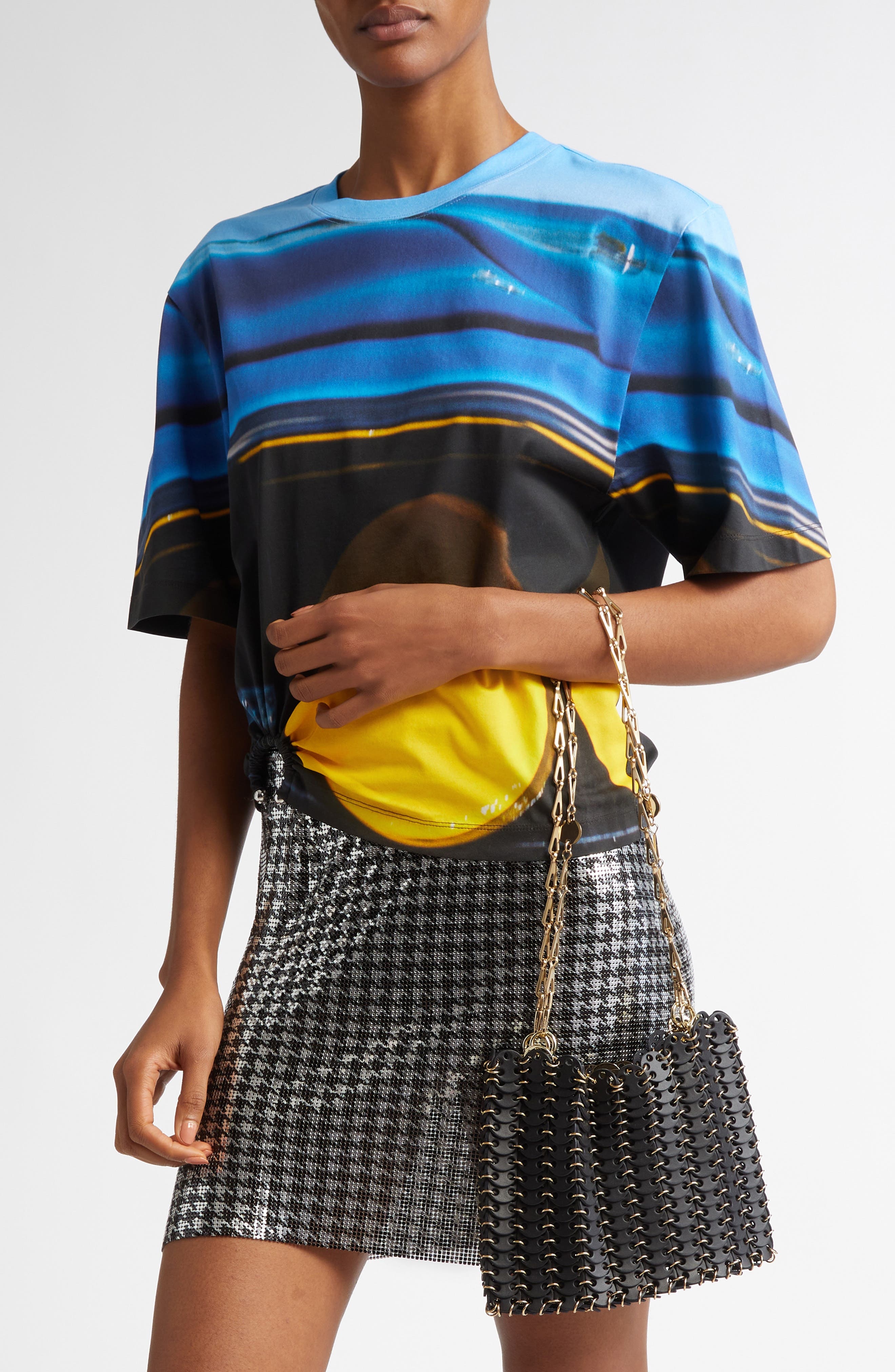 Rabanne 1969 Leather Shoulder Bag in Black /Gold at Nordstrom - 3