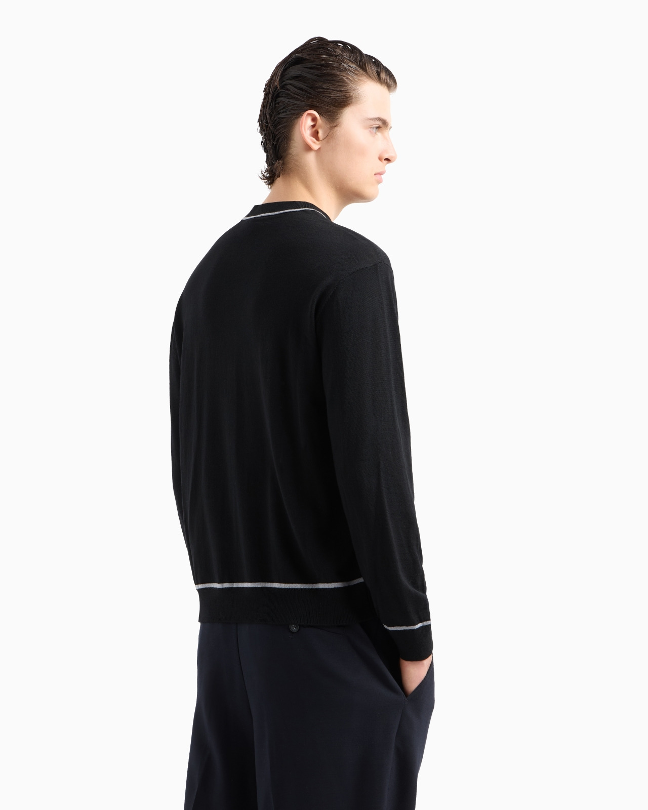 Virgin-wool jumper with jacquard logo detail - 3