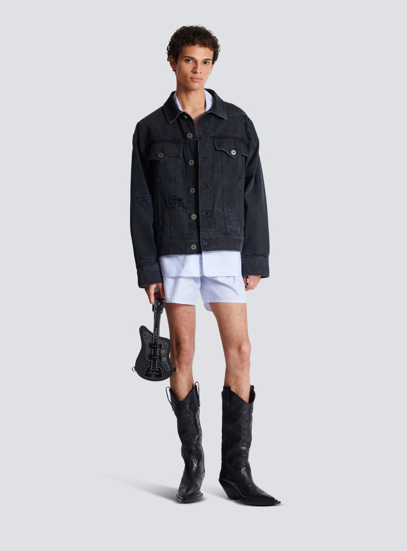 Balmain Guitar rubber-effect leather clutch outlook