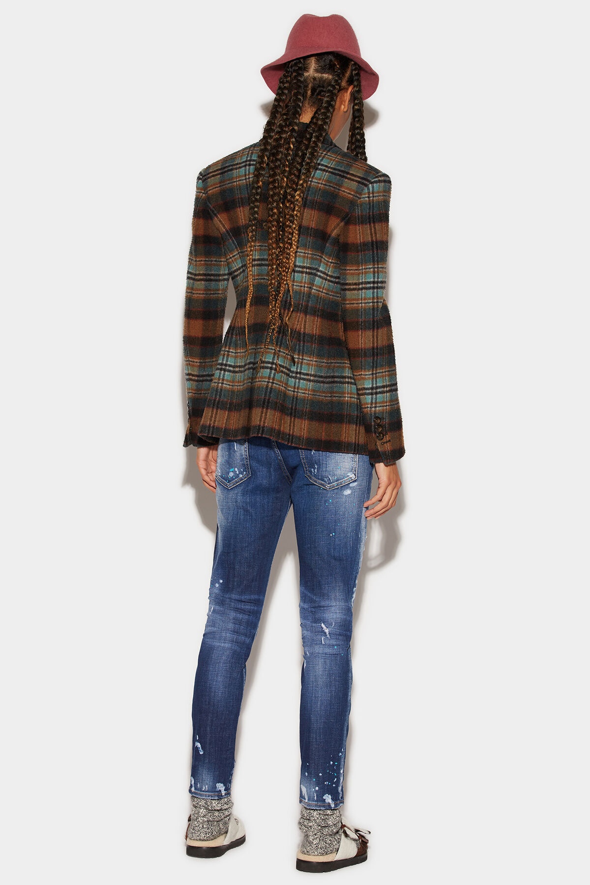 DARK TIFFANY SPOTS WASH COOL GIRL CROPPED JEANS - 2