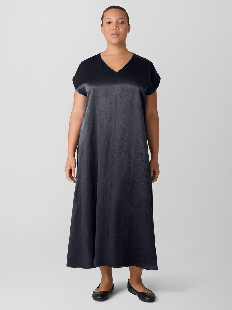 Textured Satin V-Neck Dress 6