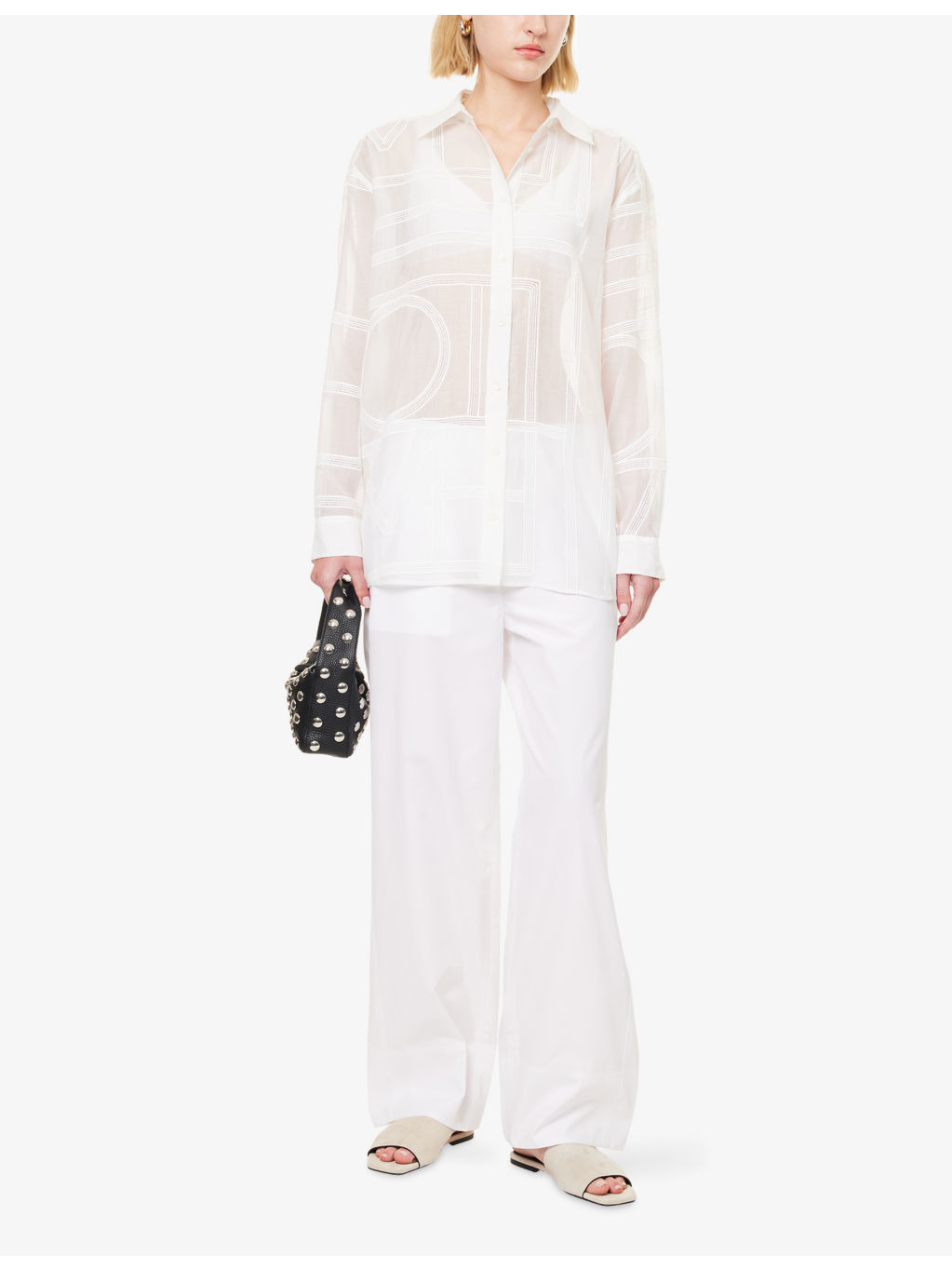 Monogram-Crochet Relaxed-Fit Cotton And Silk Shirt - 2