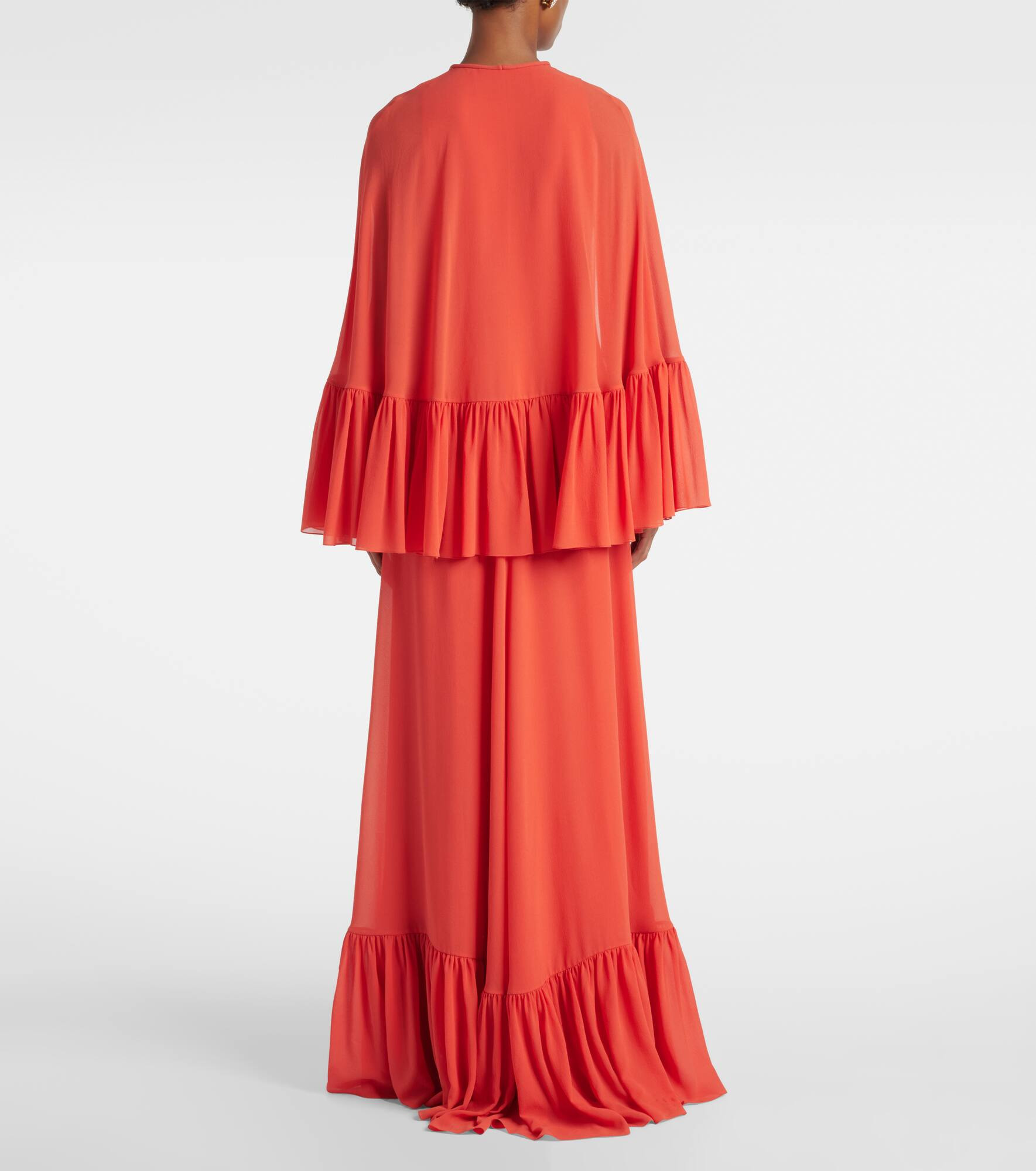 Caped silk georgette maxi dress - 3
