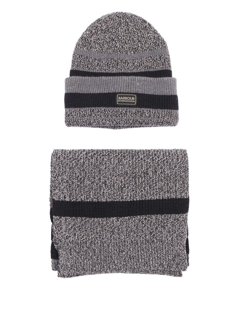 Boston striped beanie scarf set 1