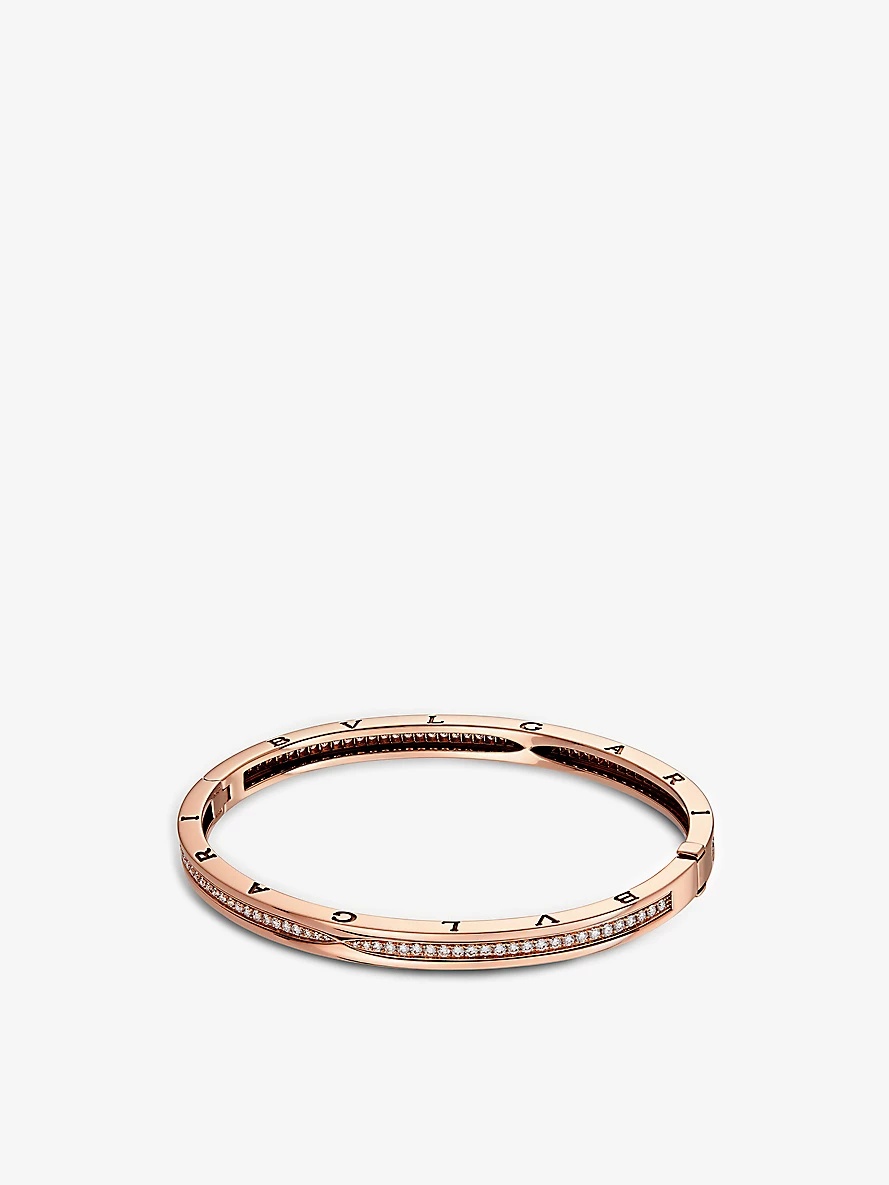 B.zero1 18kt pink-gold and pavé diamond bangle bracelet - 1