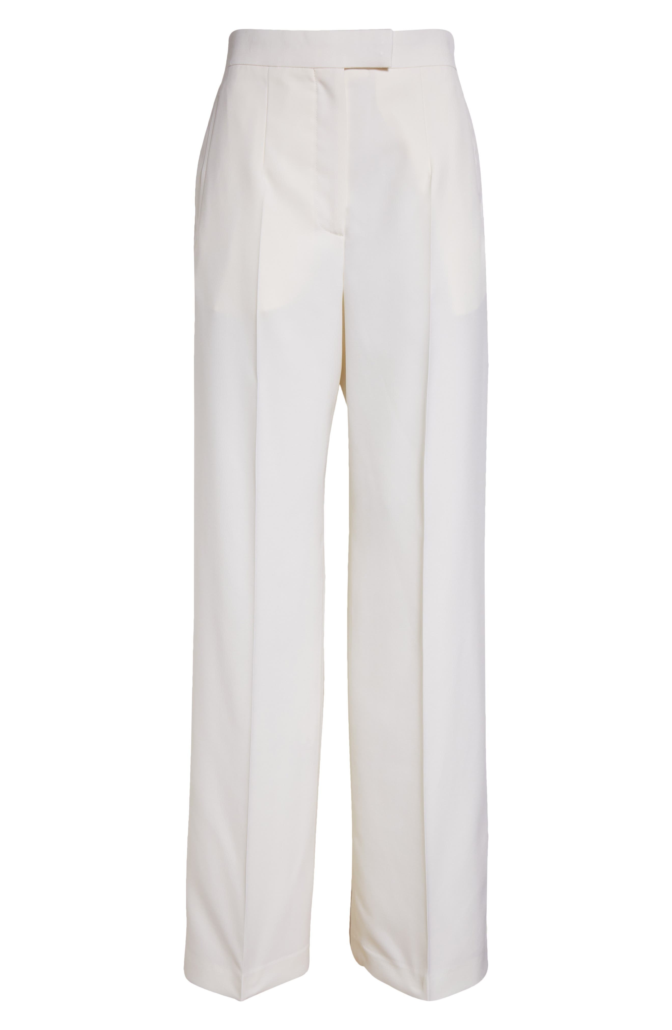 McQueen Wool Gabardine Wide Leg Pants in Bone at Nordstrom - 6