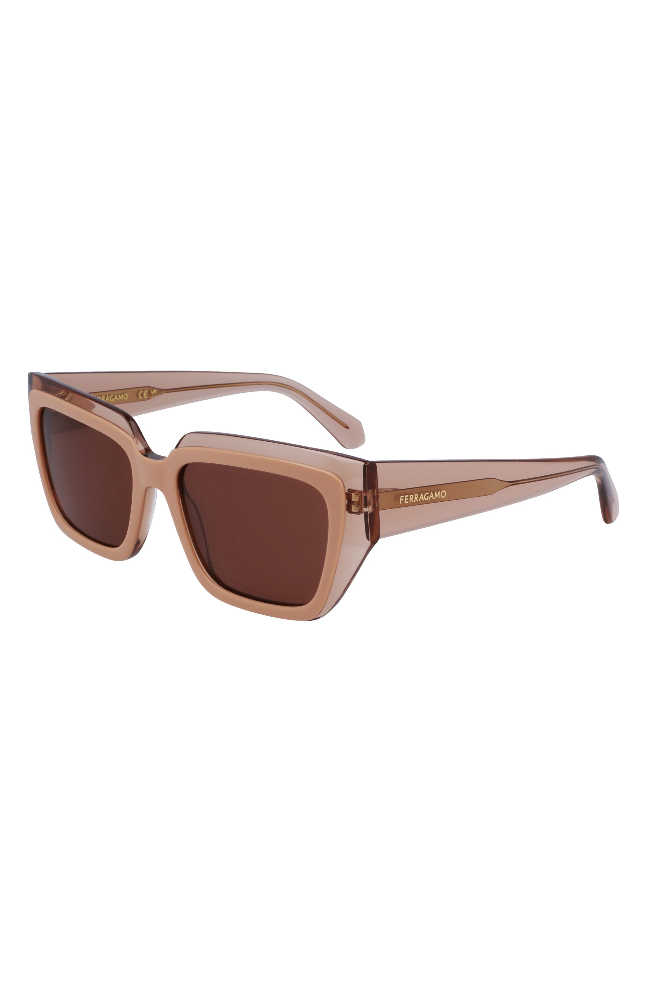 FERRAGAMO Classic Logo 55mm Square Sunglasses in Trnsprnt Nude/Rose at Nordstrom - 2