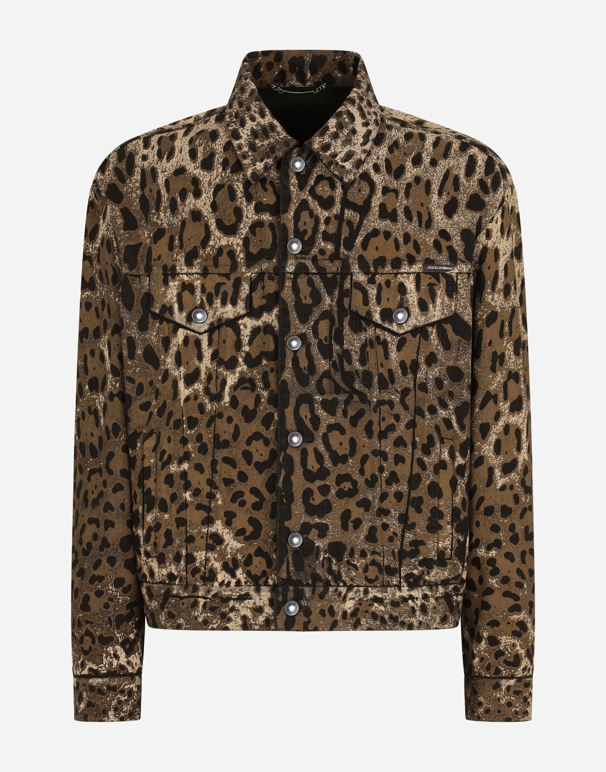 Leopard-print denim jacket - 1