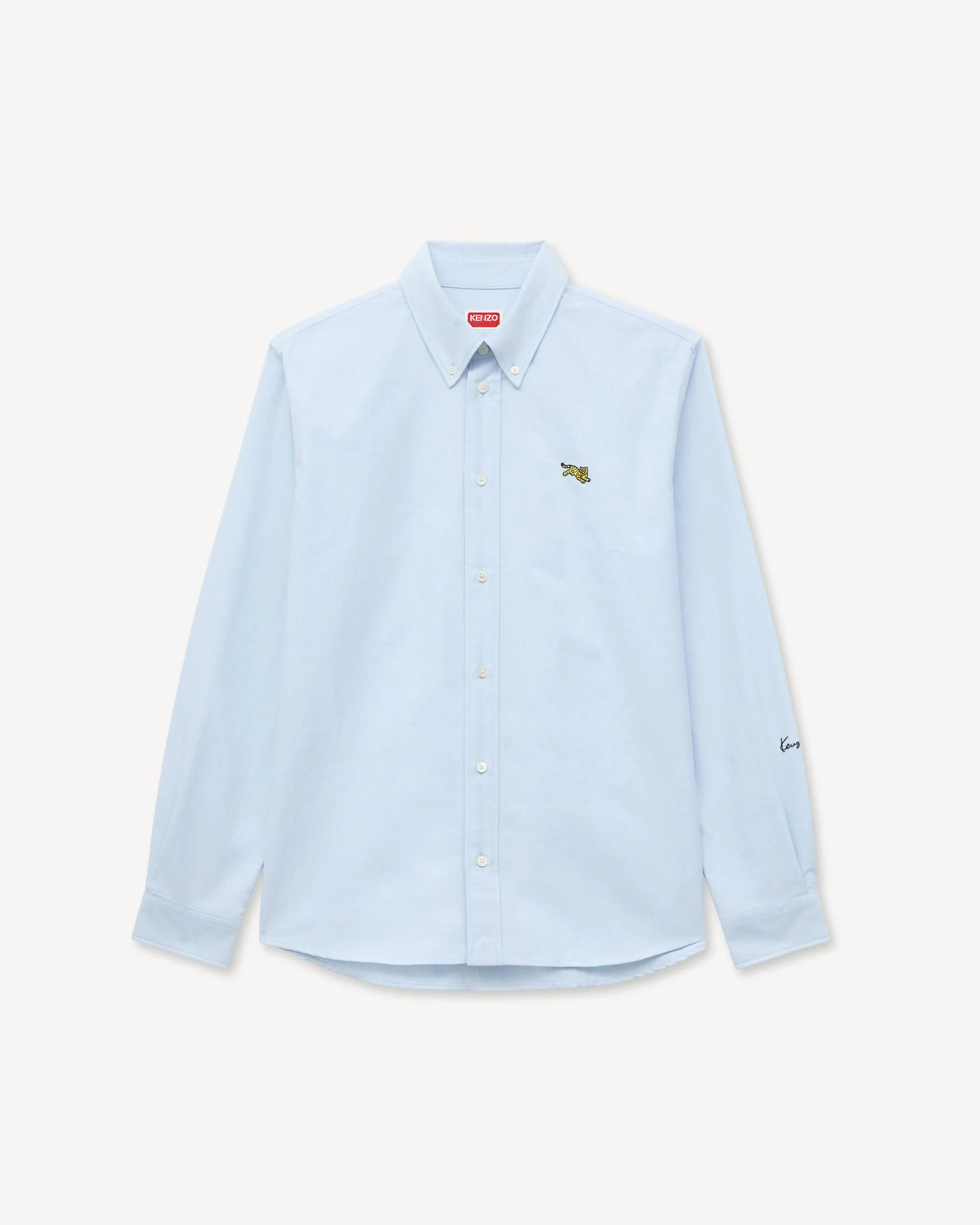 'KENZO Jumping Tiger' embroidered casual shirt in cotton oxford - 1