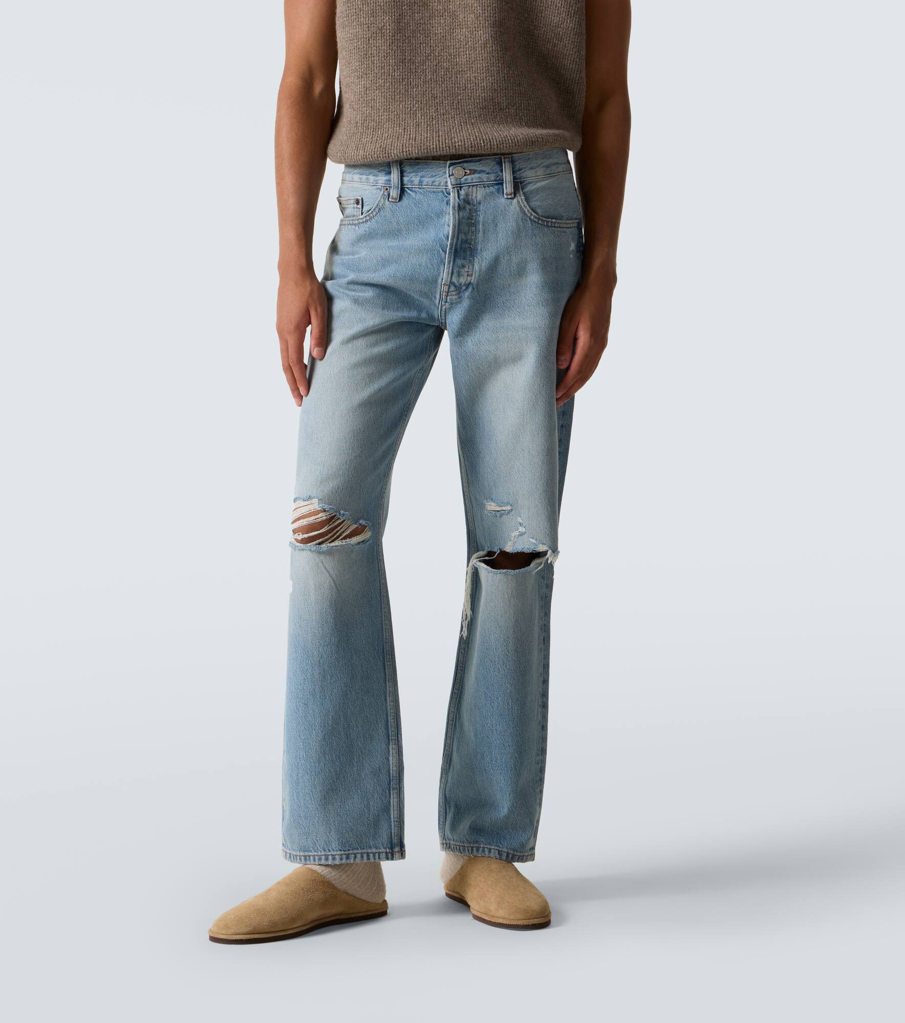 Relaxed Jean distressed straight jeans - 3
