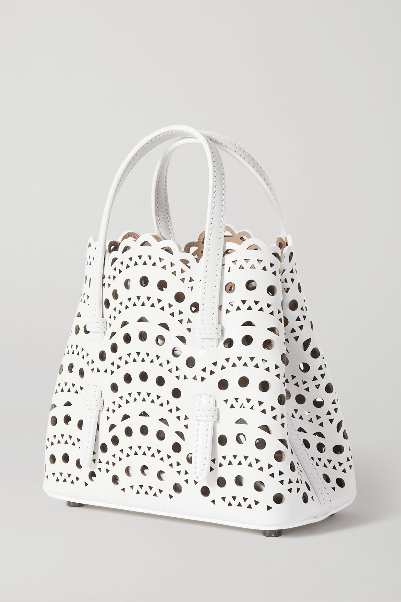 Mina micro laser-cut leather tote - 3