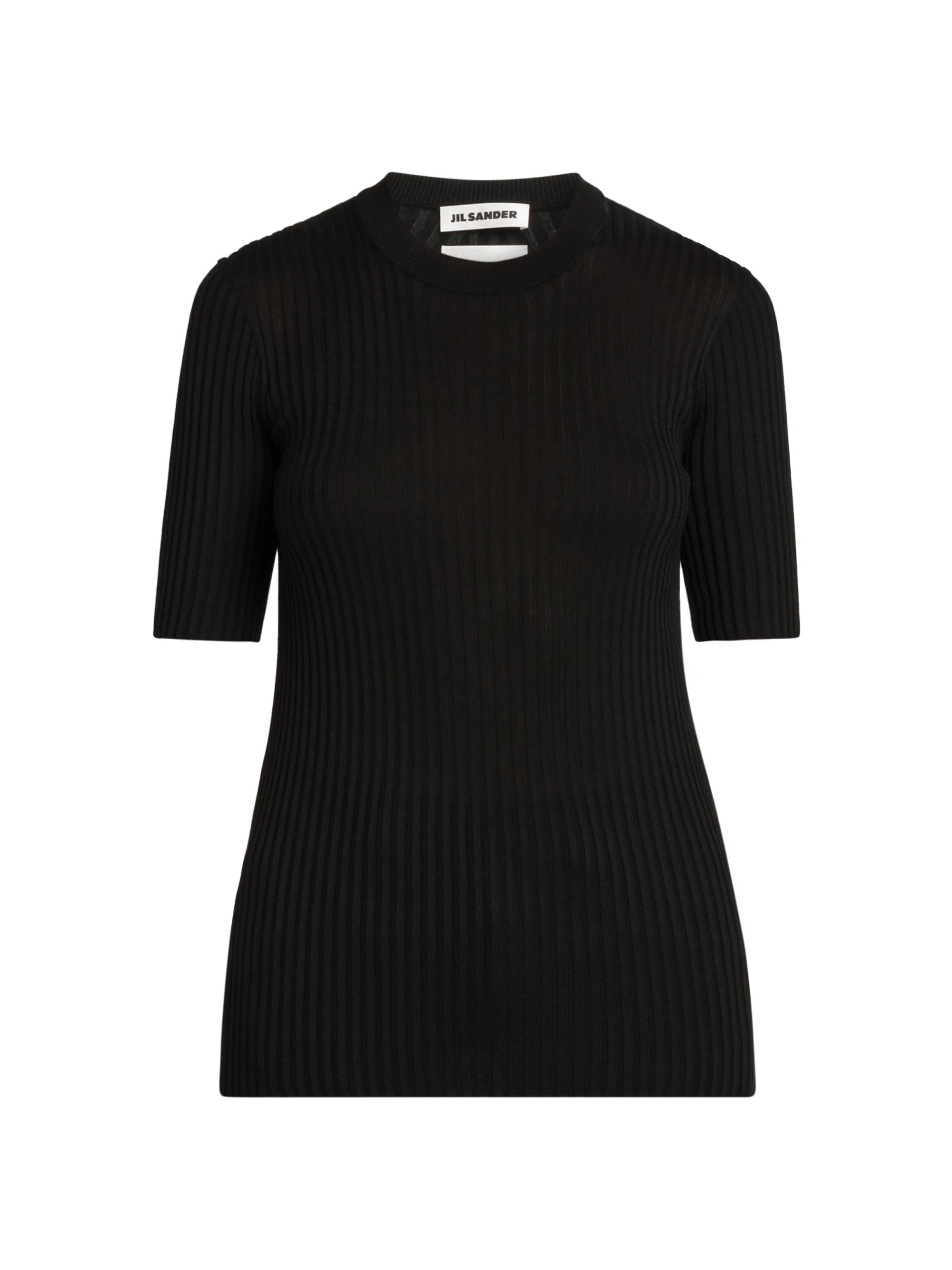 Women's Merino Wool Rib-Knit Top - Black - 1