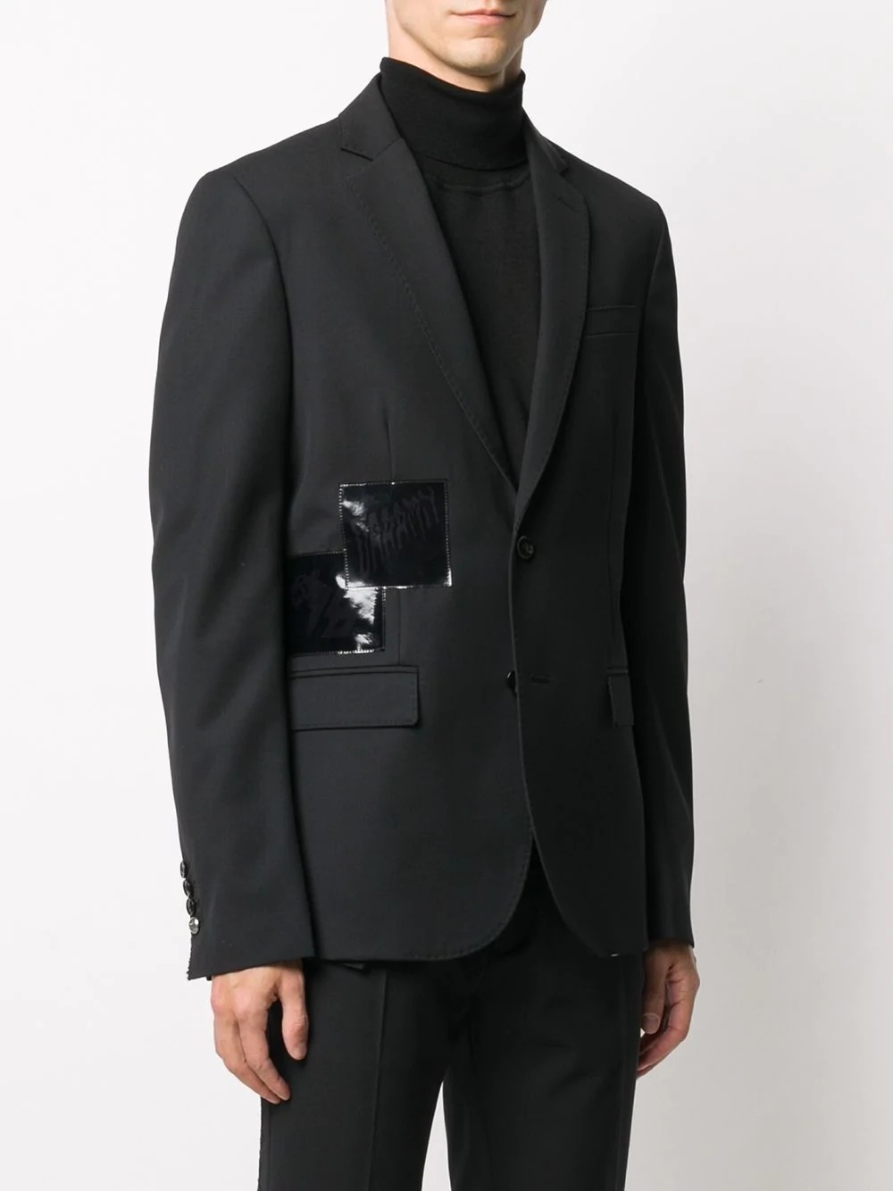 appliqué square patch jacket - 3