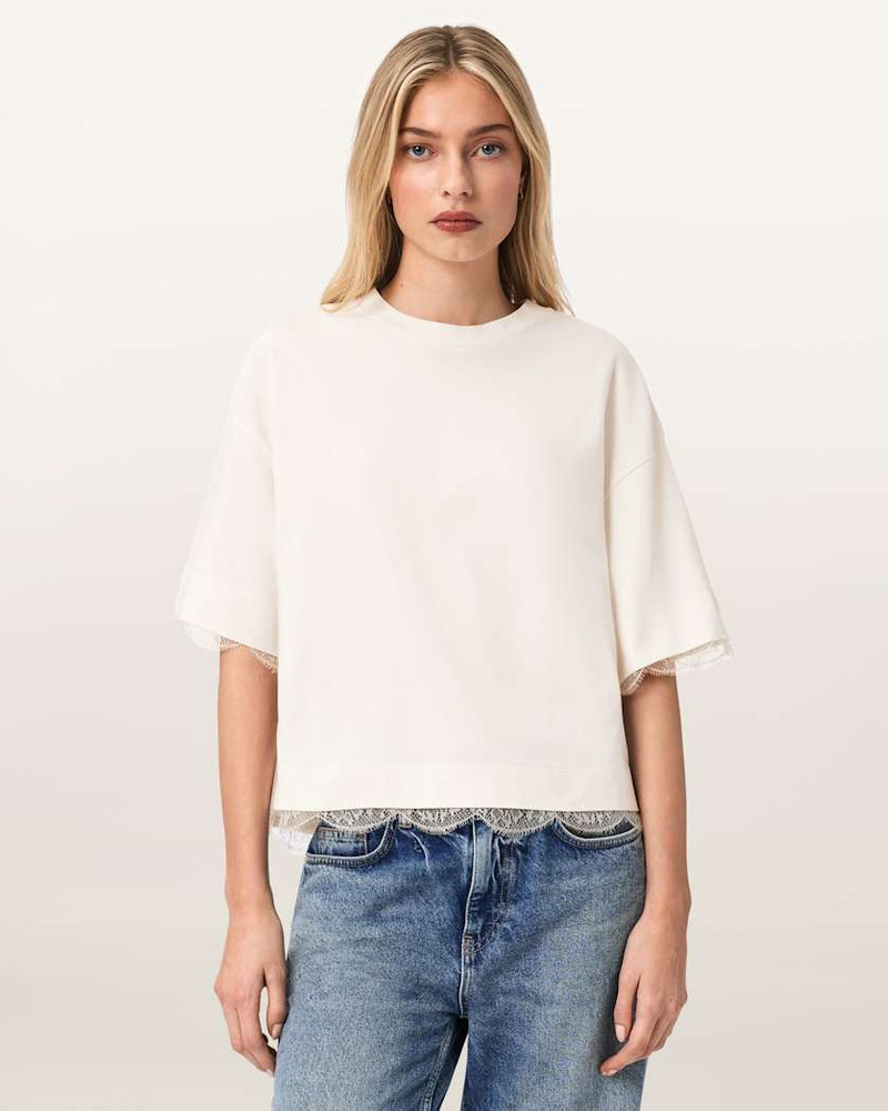 ALLSAINTS NIA LACE DETAIL SHORT SLEEVE T-SHIRT outlook