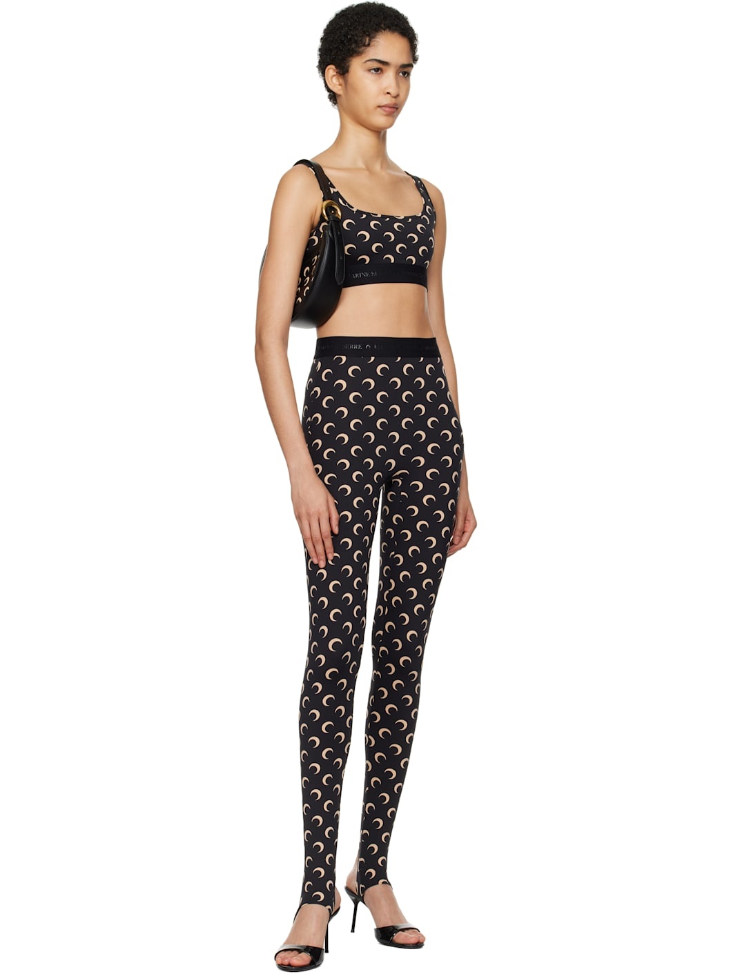 Black Recycled Jersey Moon Stirrup Leggings - 4
