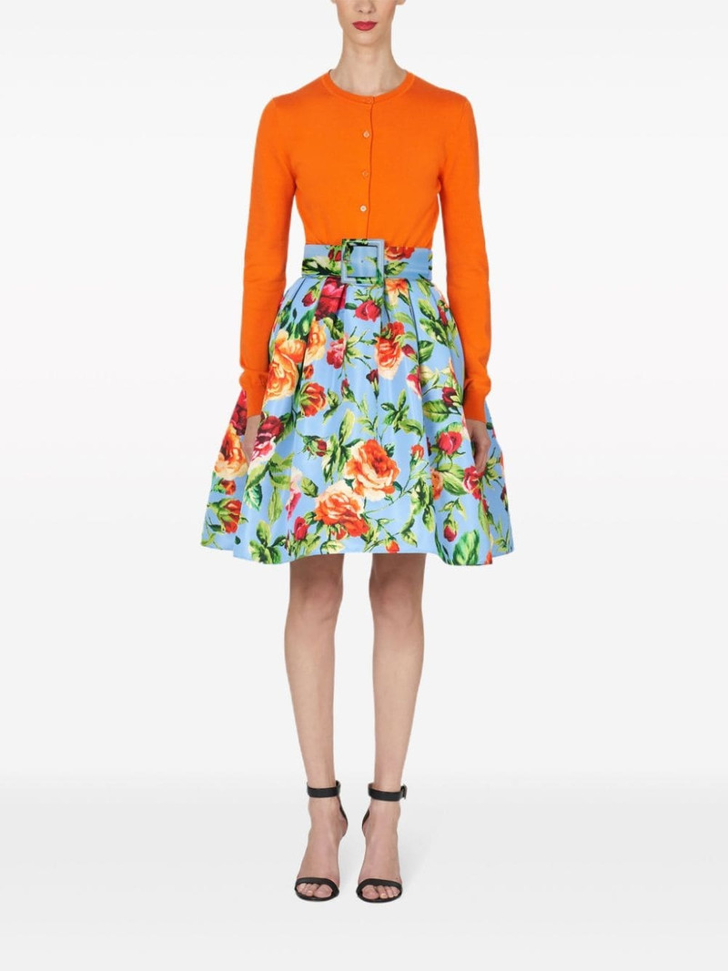 CAROLINA HERRERA floral-print buckle-fastening skirt outlook