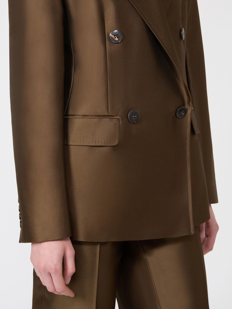 PECCATI Double-breasted Shantung blazer - KAKI 5