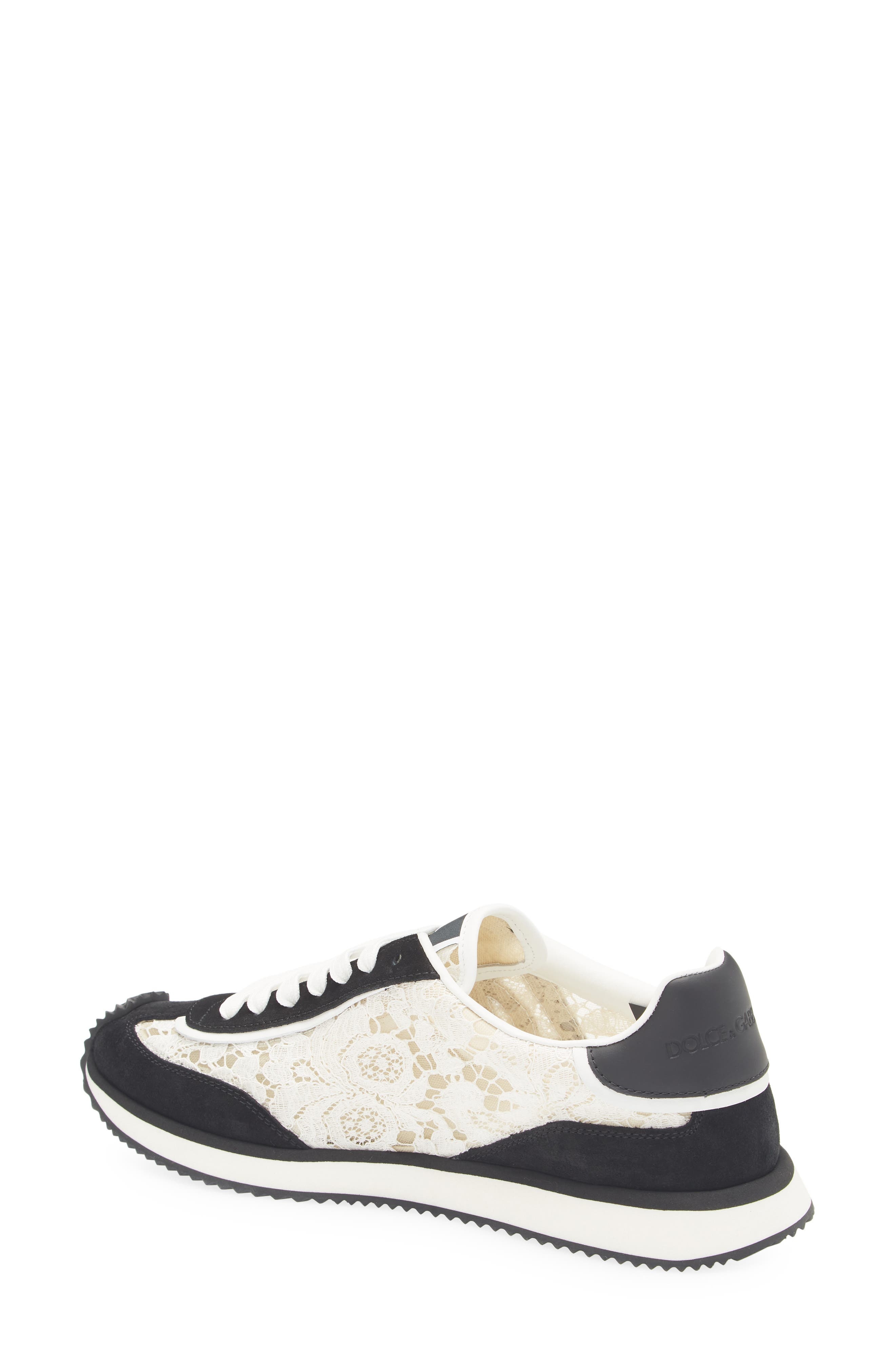 Dolce&Gabbana Aria Logo Lace Sneaker in 89697 Bianco/Nero at Nordstrom - 2