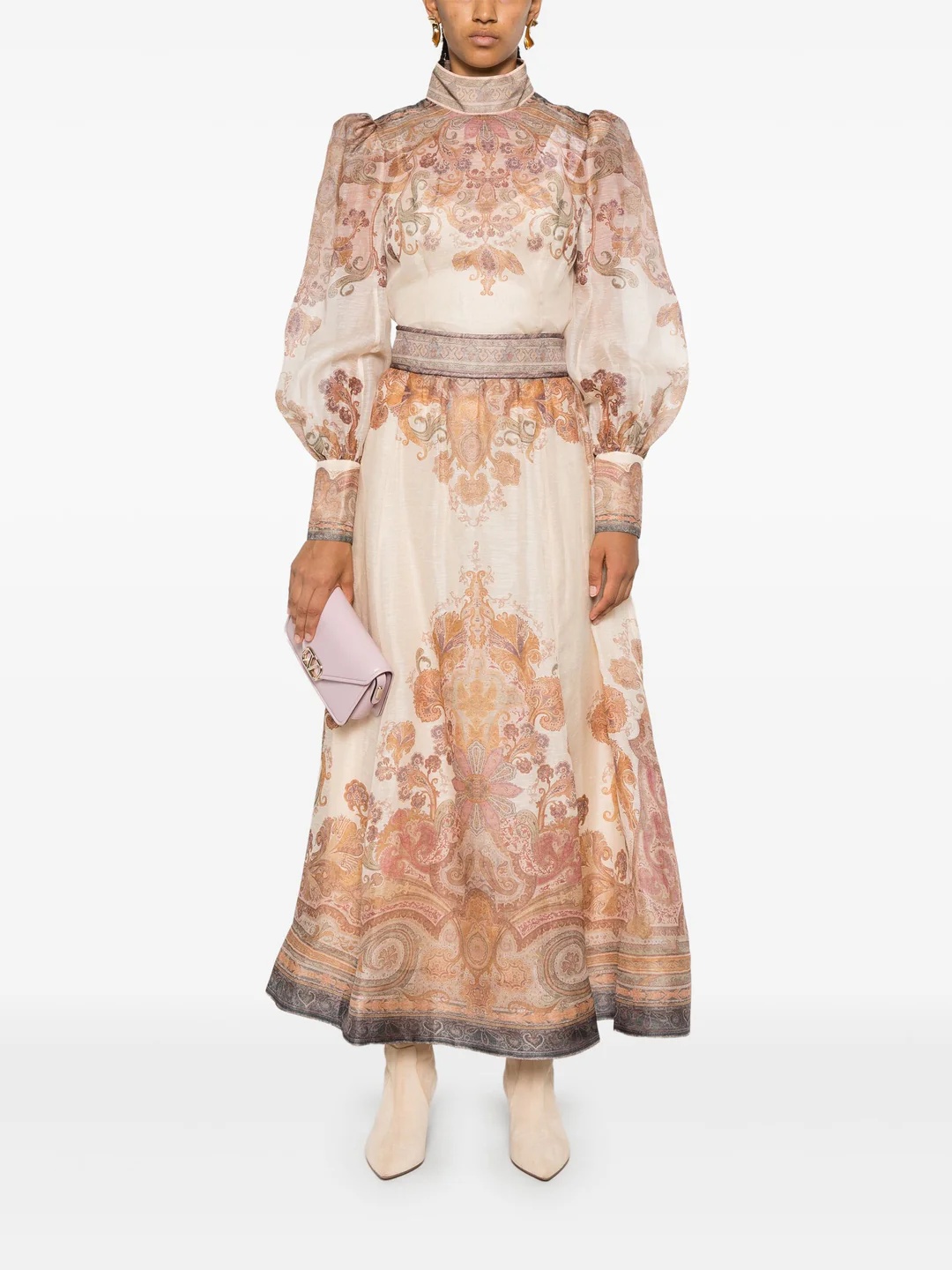 【Zimmermann】イラストレーション フラッタードレス Zimmermann Illustration Flounce Bow-Detailed Cutout Lace