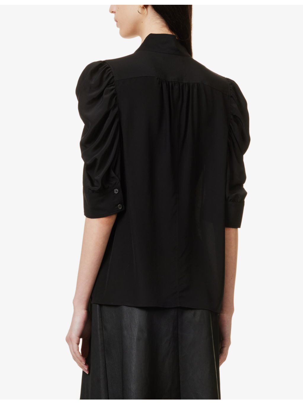 Gillian puffed-shoulder silk-crepe top - 4