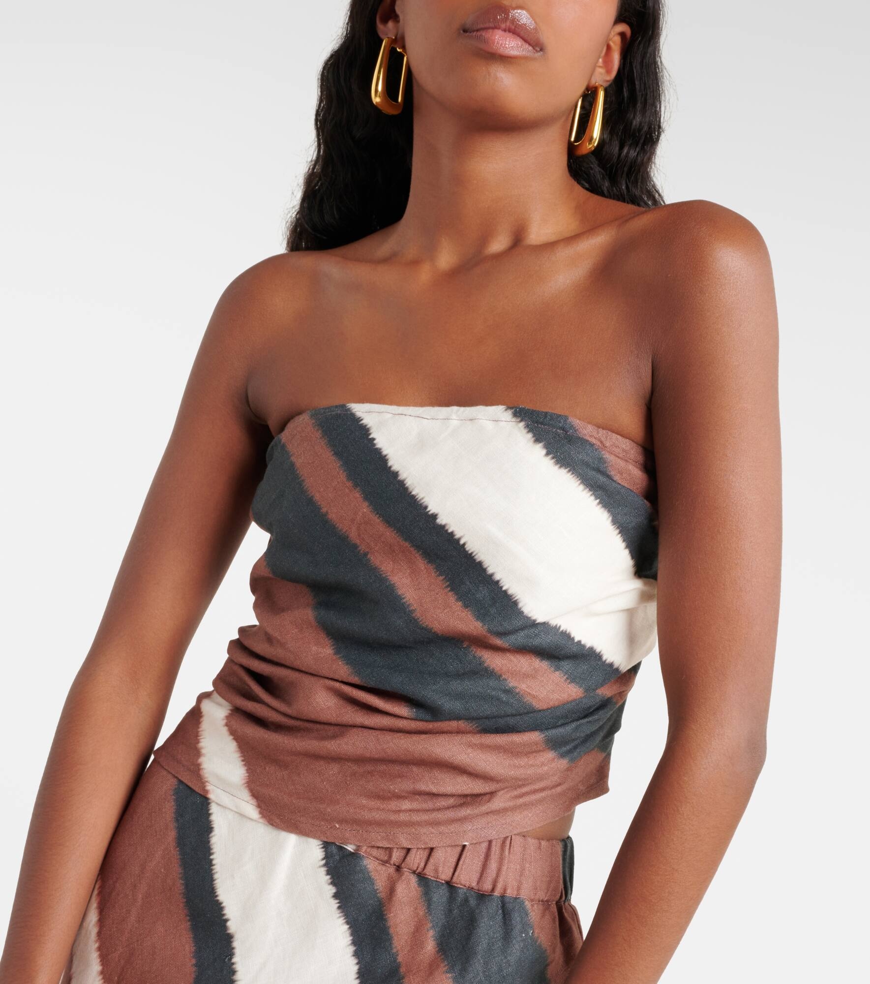 Setubal striped linen tube top - 4