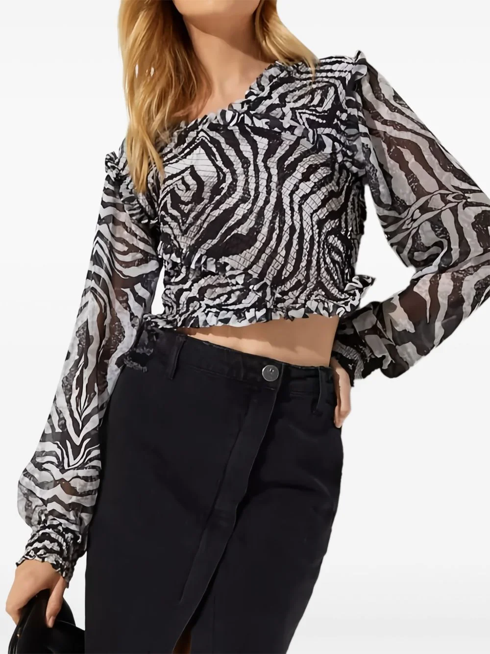 zebra-pattern blouse - 1