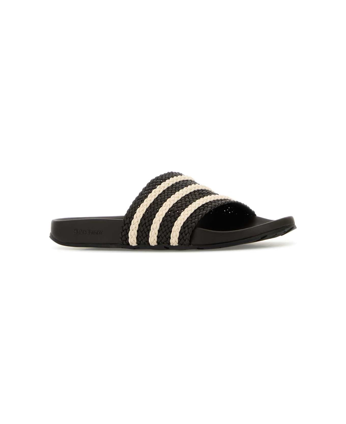 Black Leather Wales Bonner X Adidas Adilette Slippers - 2