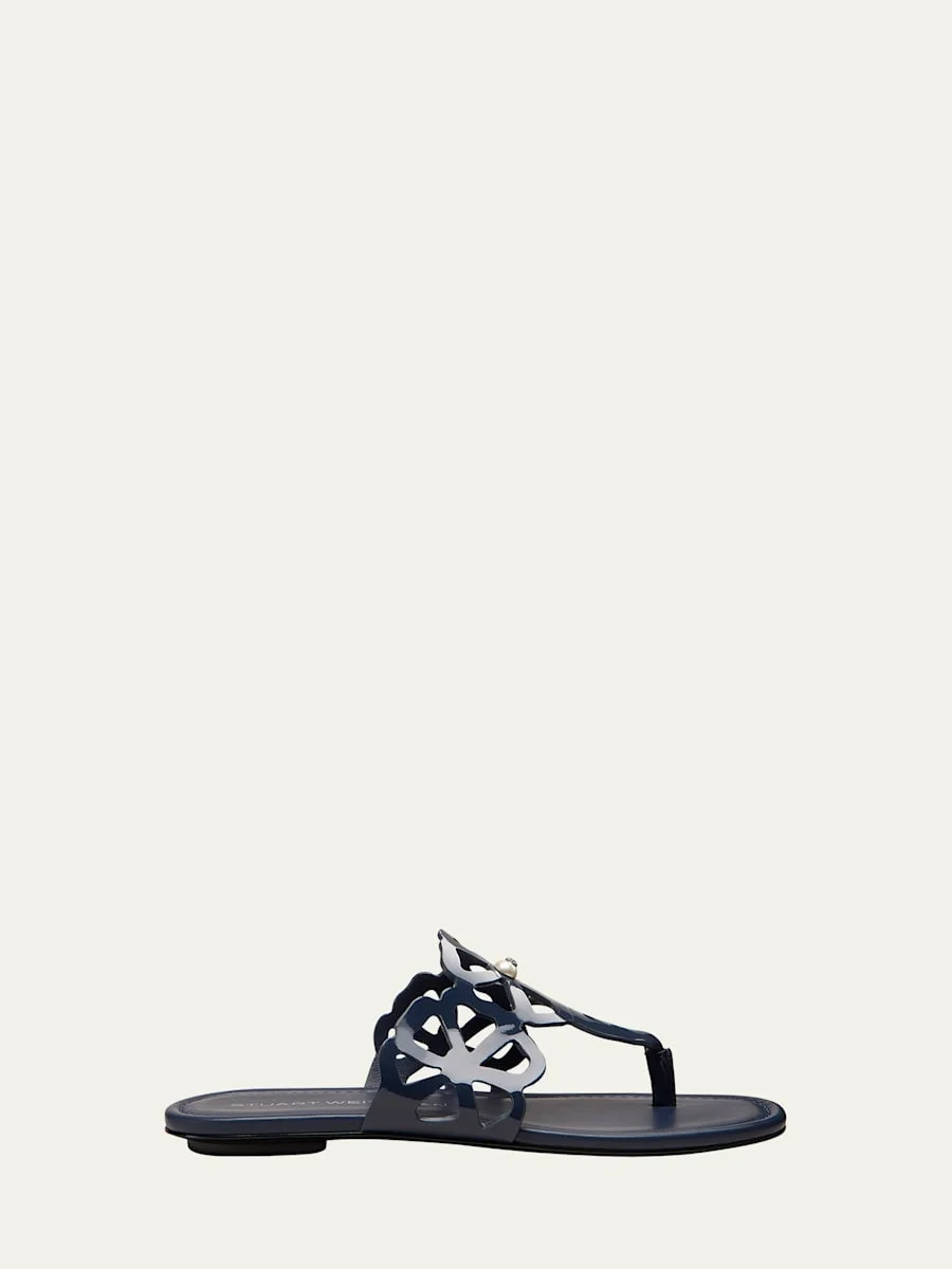 Jasmine Patent Cutout Thong Sandals - 1