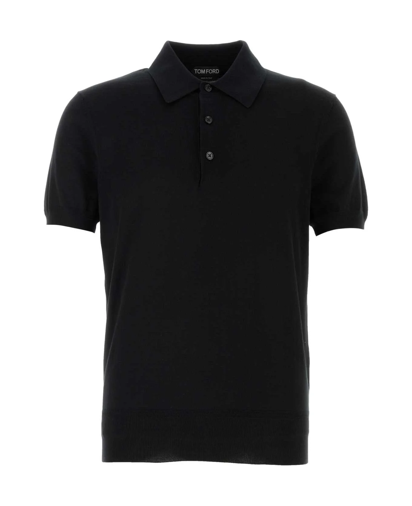 Black Cotton Polo Shirt - 1