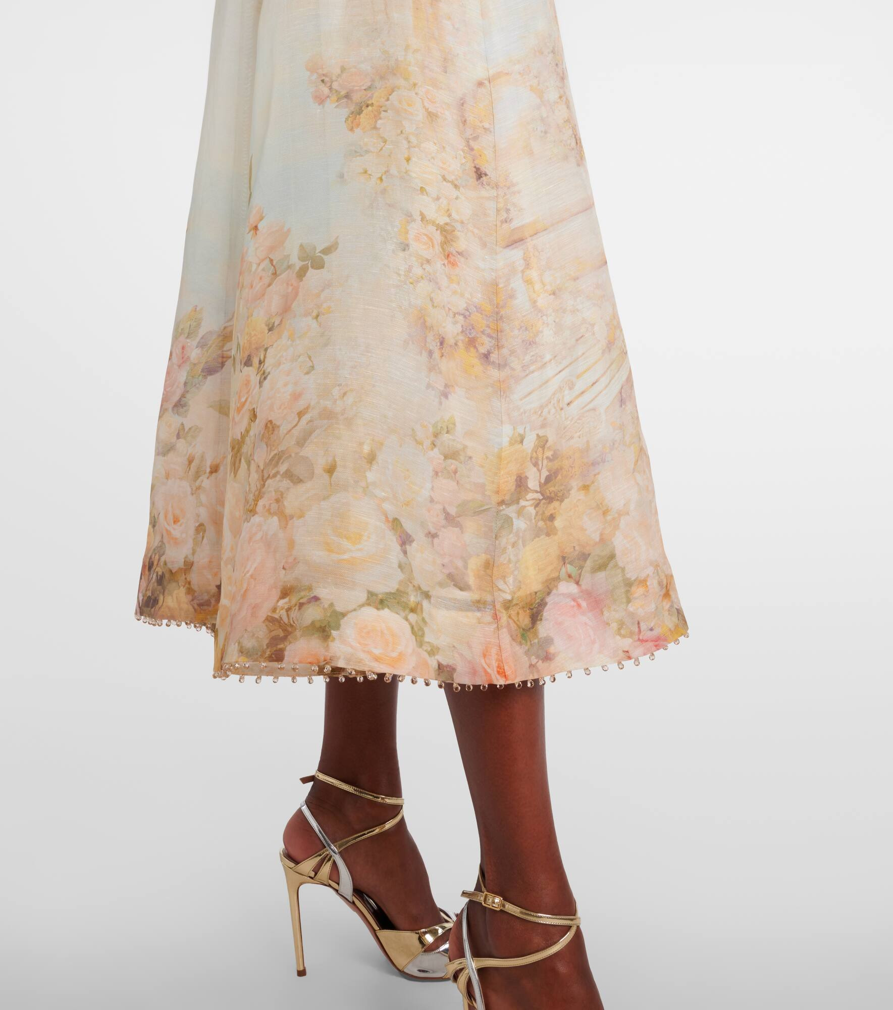 Memento floral linen and silk midi dress - 5