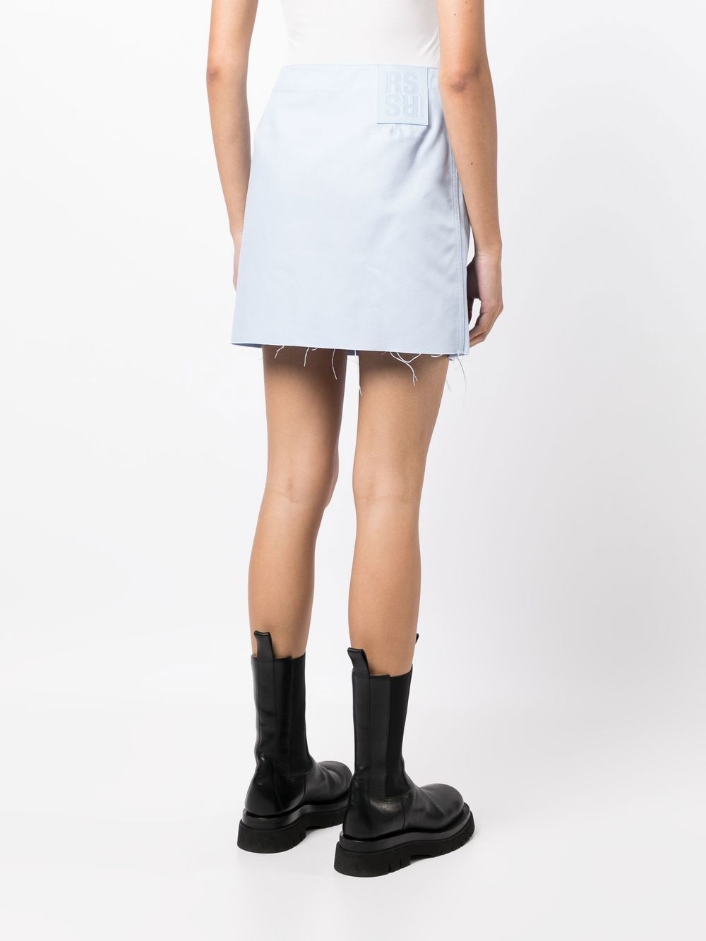 frayed-hem denim miniskirt - 4