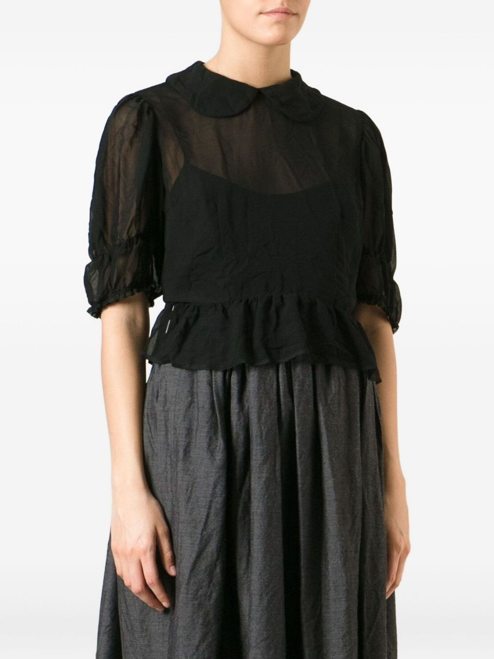 peter pan collar sheer blouse - 3