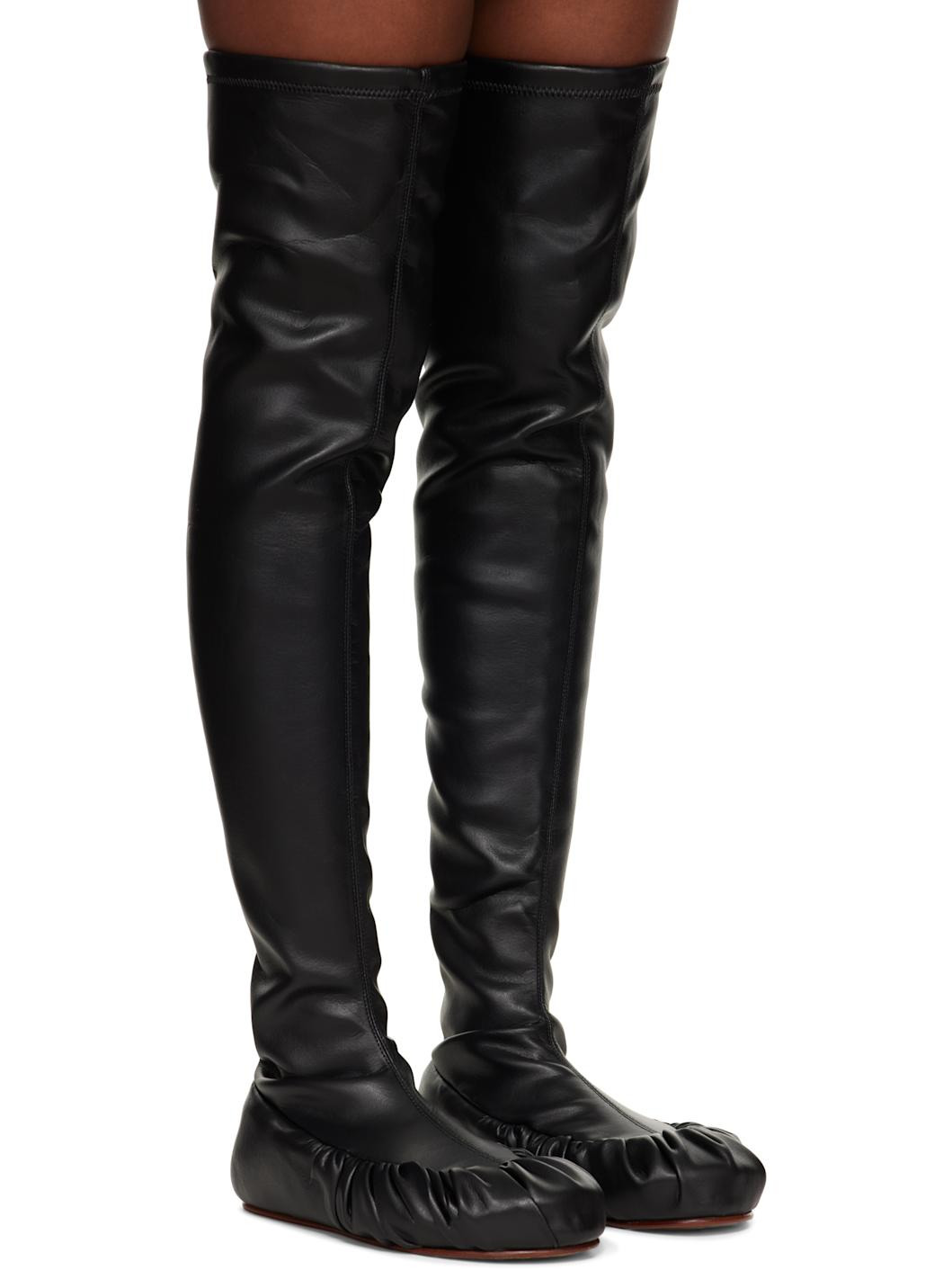 Black Overknee Ballerina Tall Boots - 4