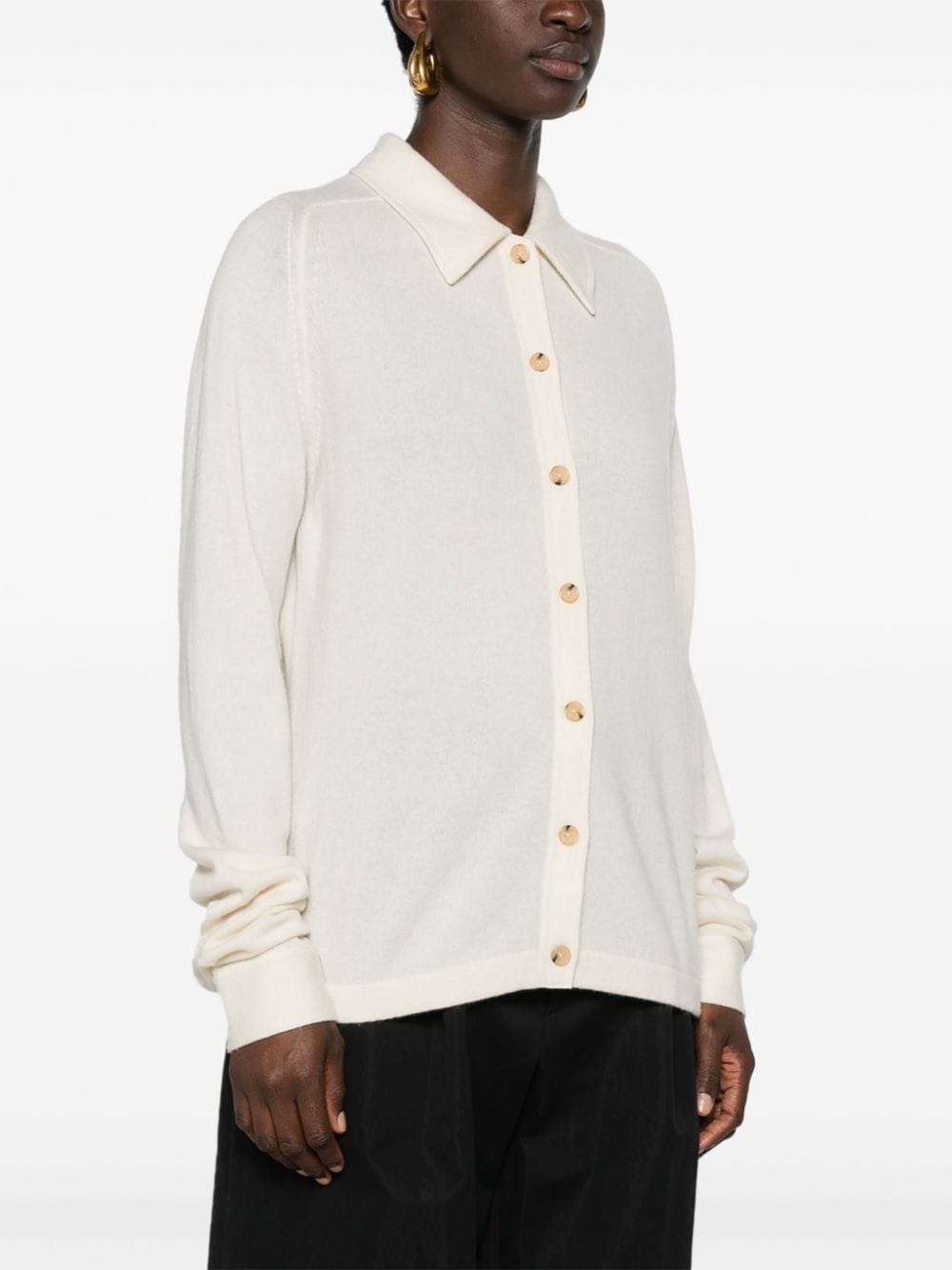 straight-collar cashmere shirt - 3