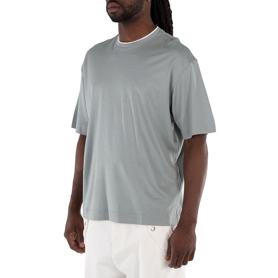 Emporio Armani Silver Logo Embroidered T-Shirt - 2