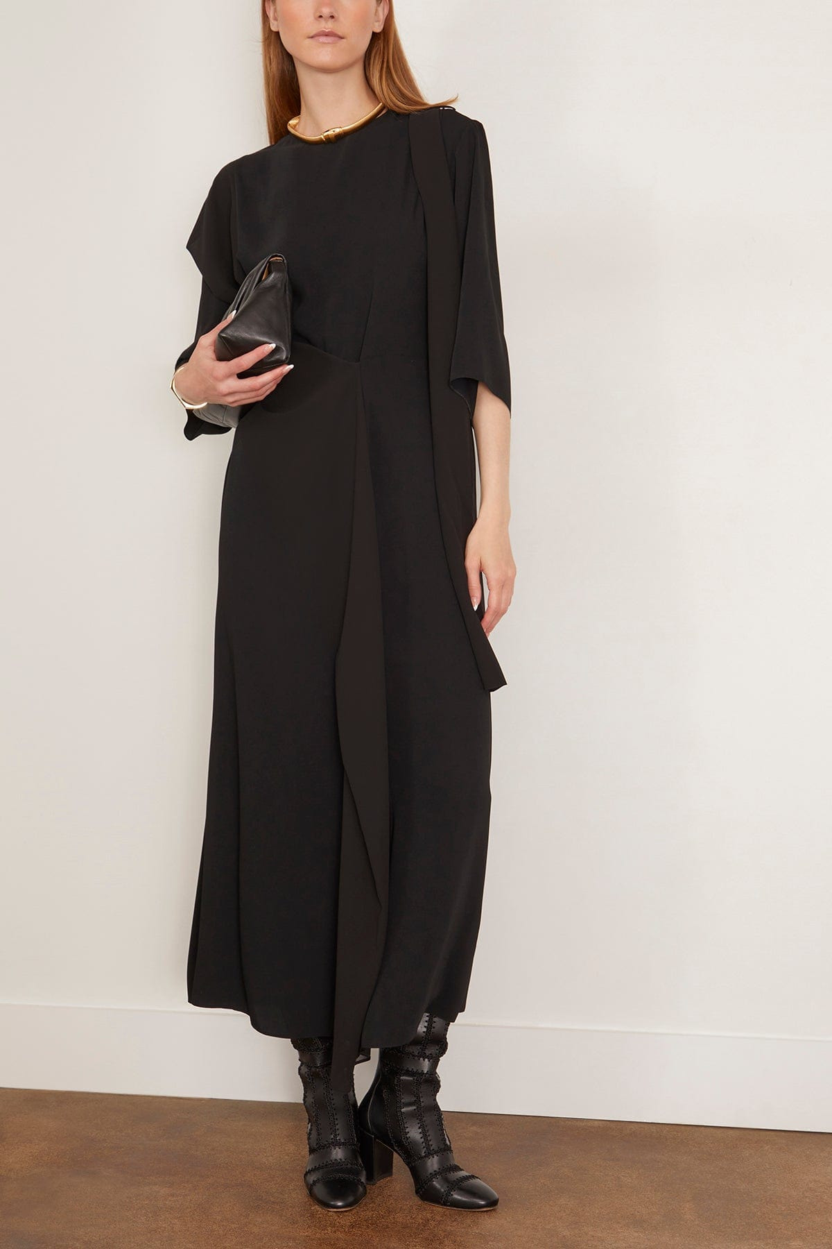 Draped Dress in Black - 2