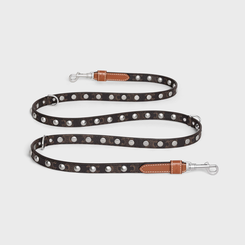 Adjustable Dog Leash in Triomphe Canvas and Calfskin with Studs 1