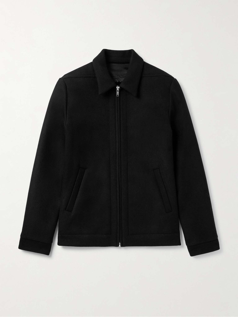 Brushed Melton Wool Bomber Jacket - 1