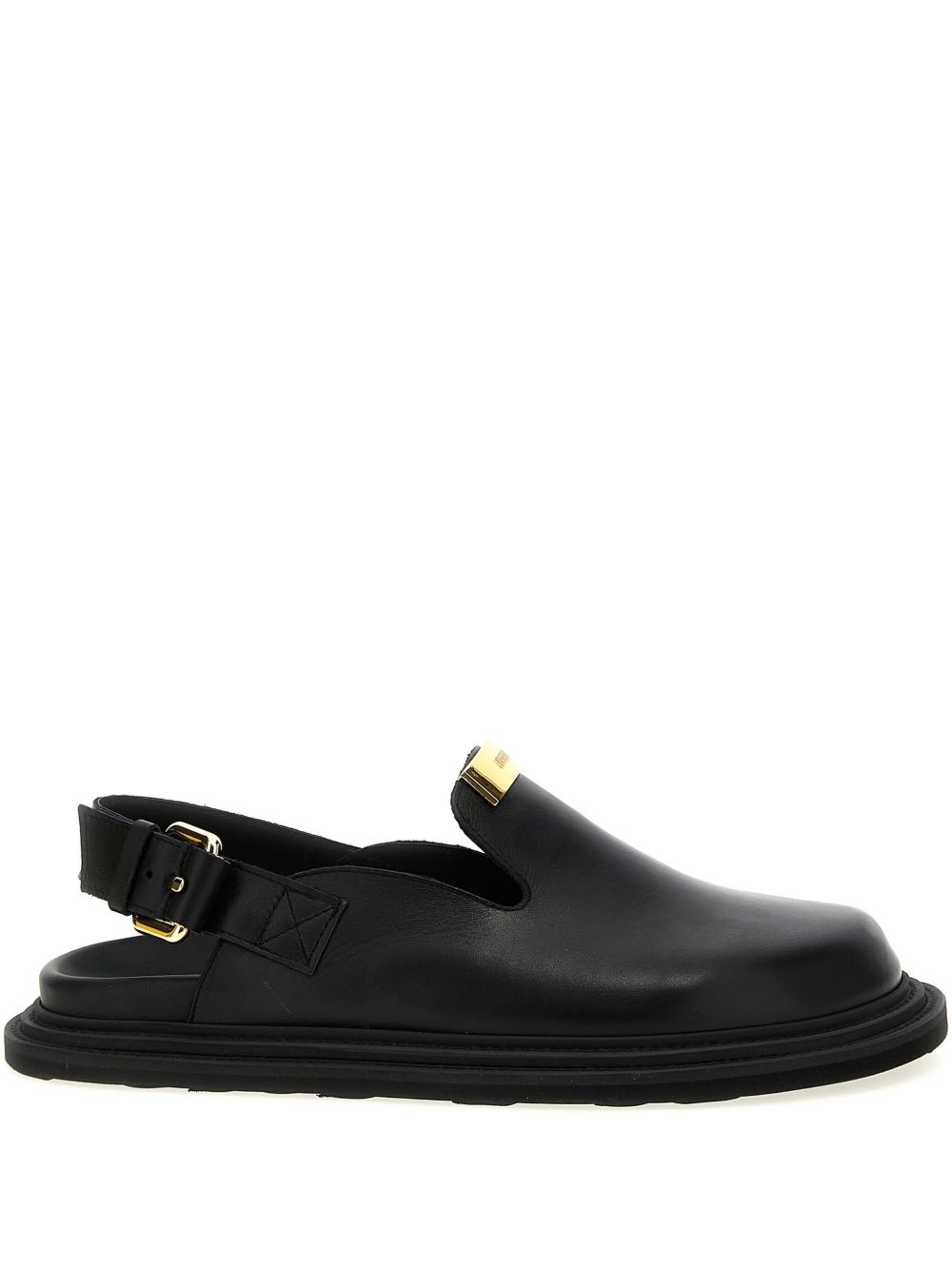 logo-plaque leather sandals - 1